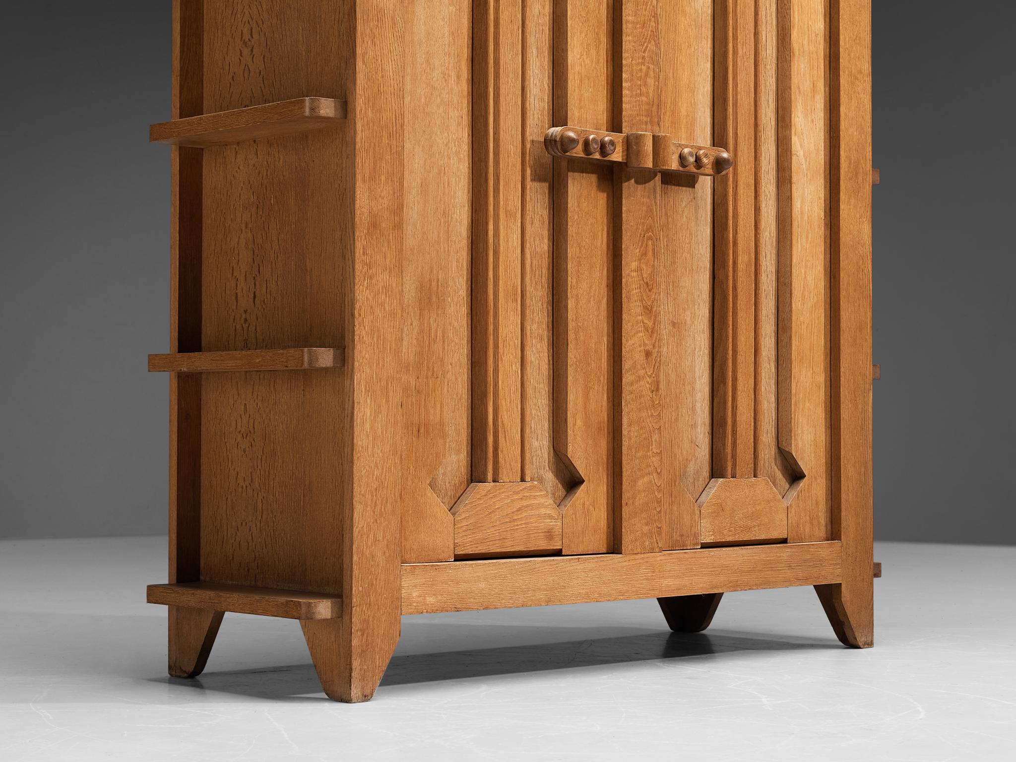 Guillerme & Chambron Highboard with Graphical Doors in Oak In Good Condition In Waalwijk, NL