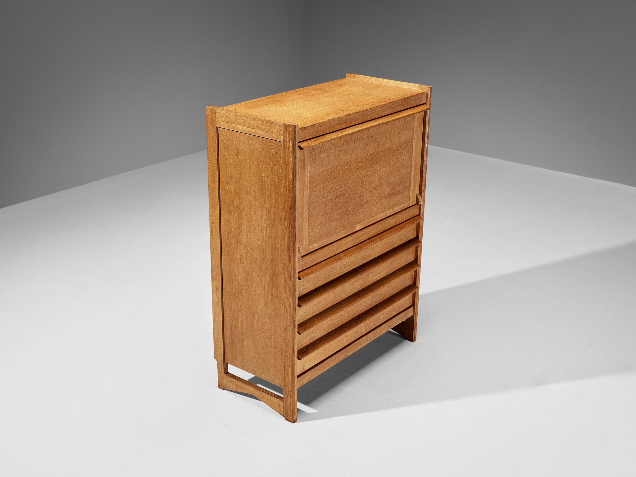 Guillerme & Chambron Cabinet with Secretaire in Solid Oak  For Sale 2