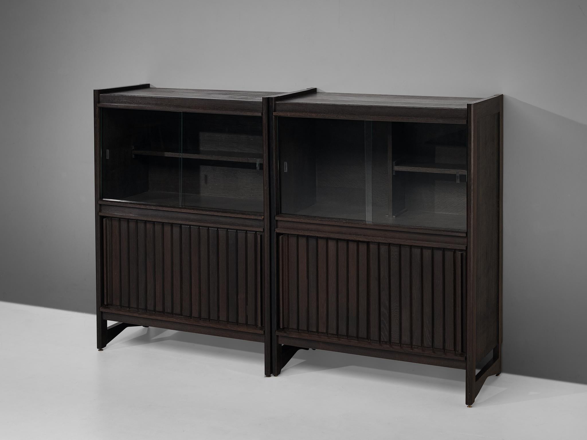 Guillerme & Chambron Cabinets in Stained Oak  For Sale 4