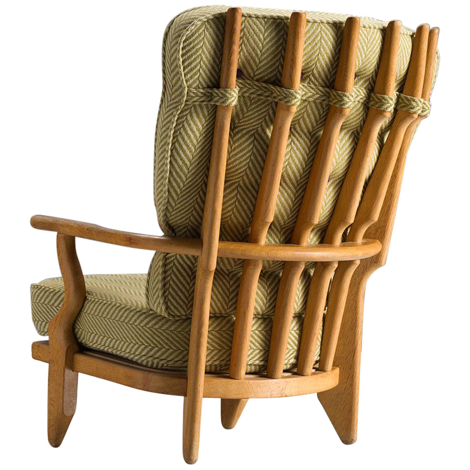 Guillerme & Chambron Carved Oak High Back Chair