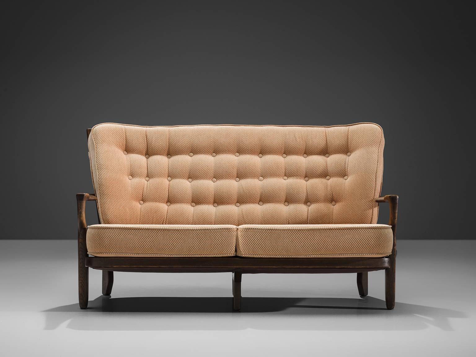 Mid-Century moderno Divano in rovere massiccio intagliato Guillerme & Chambron