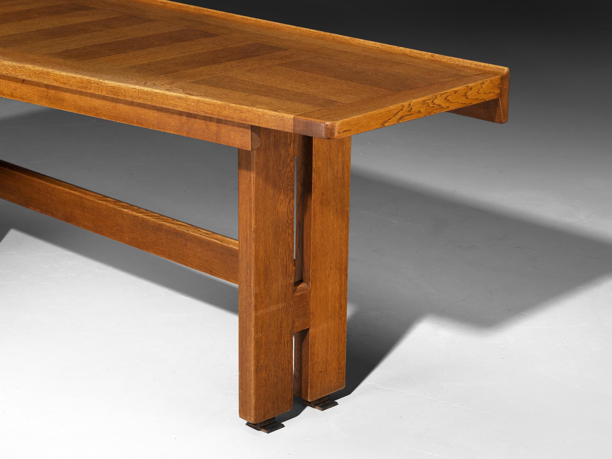 Guillerme & Chambron Corner Desk in Oak and Black Stone In Good Condition For Sale In Waalwijk, NL