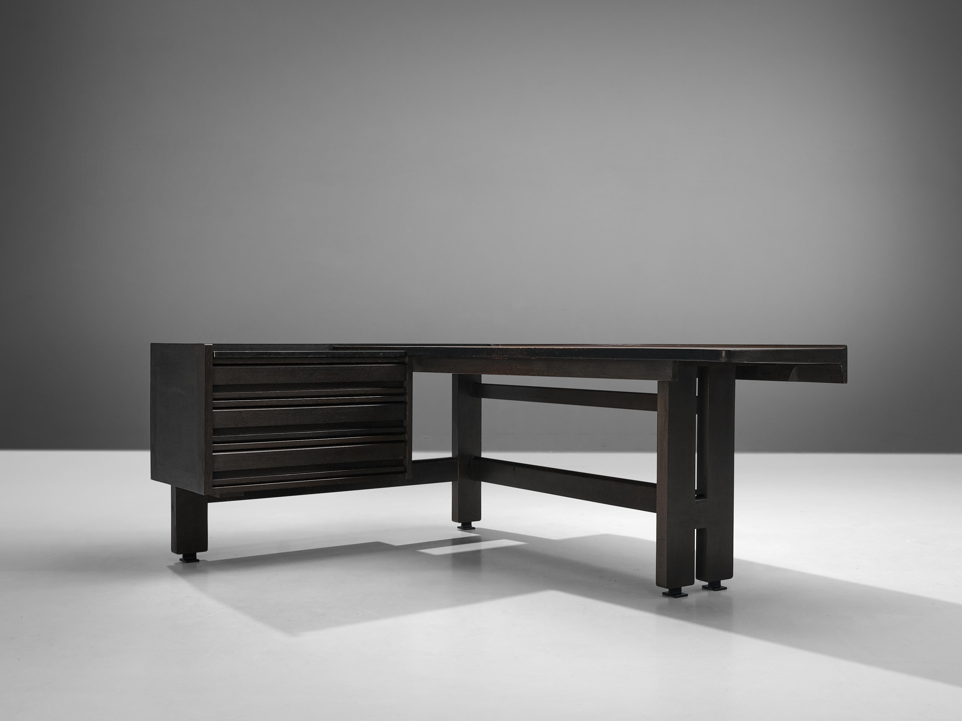 Guillerme & Chambron Corner Desk in Oak and Granite 1