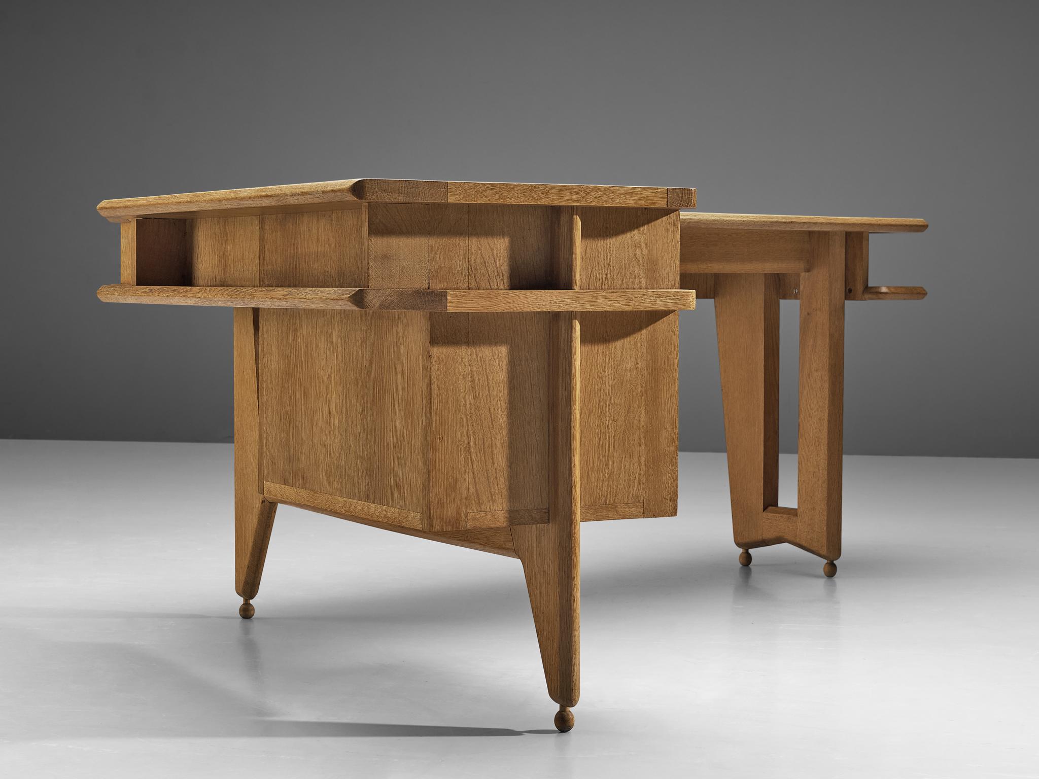 Guillerme & Chambron Corner Desk in Solid Oak 1