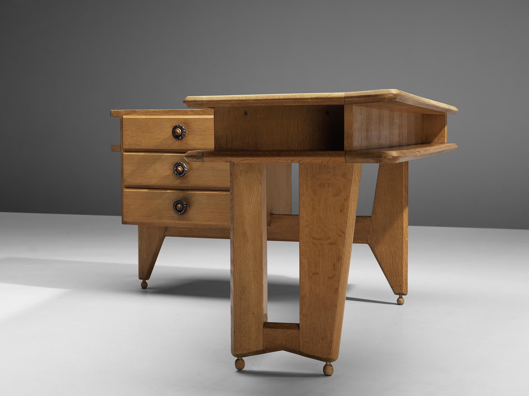 Guillerme & Chambron Corner Desk in Solid Oak 2