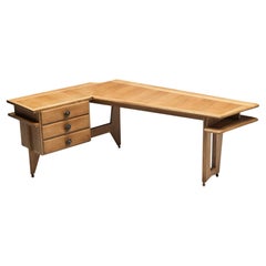 Guillerme & Chambron Corner Desk in Solid Oak 