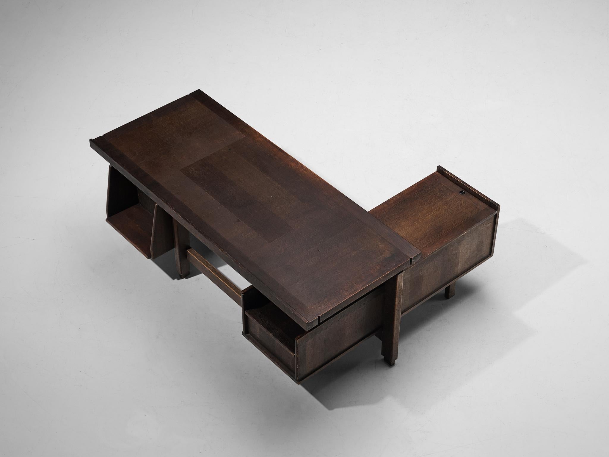 Guillerme & Chambron Corner Desk in Stained Oak  For Sale 4