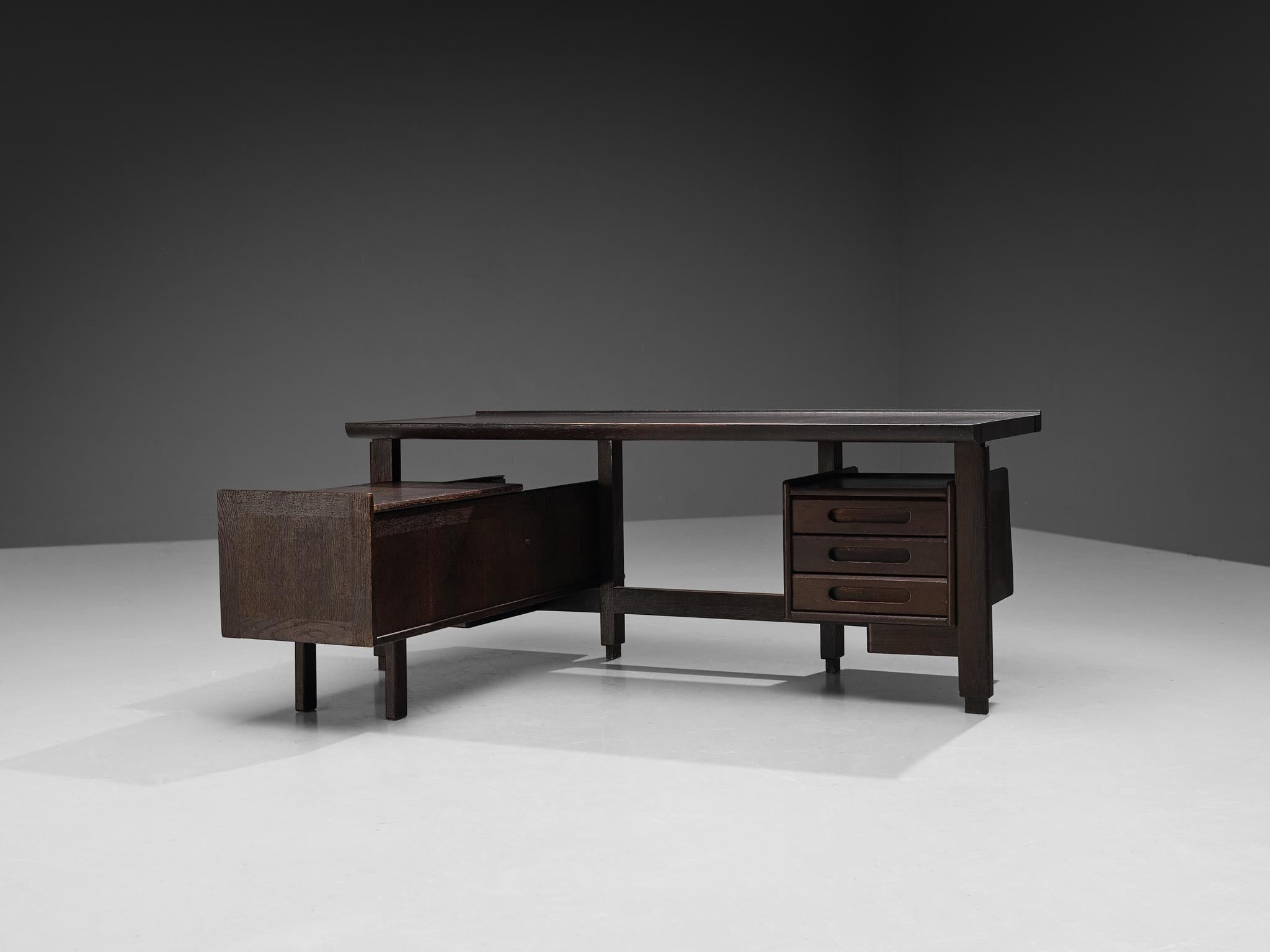 Guillerme & Chambron Corner Desk in Stained Oak  For Sale 2