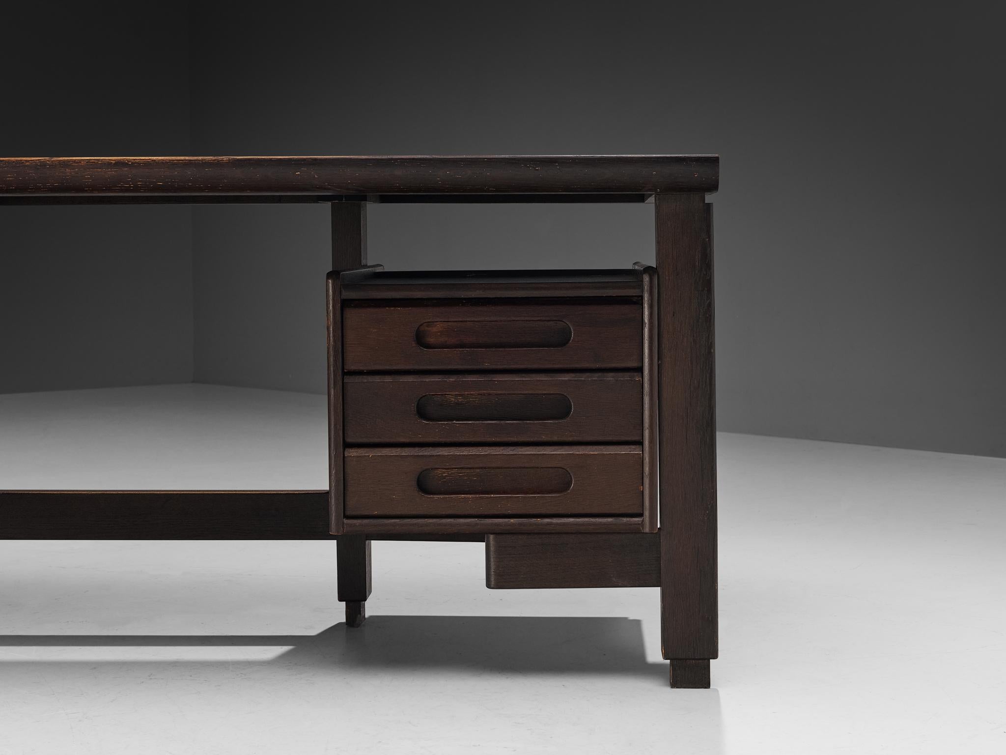 Guillerme & Chambron Corner Desk in Stained Oak  For Sale 3