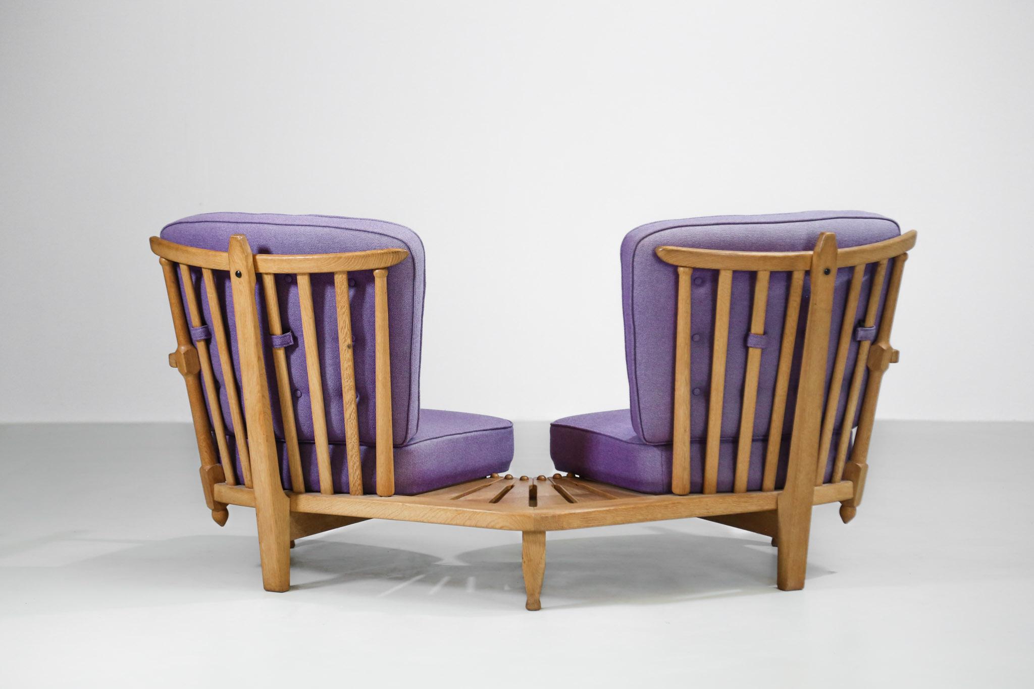 Guillerme & Chambron Curved Sofa/Armchairs in Oak for Votre Maison 1