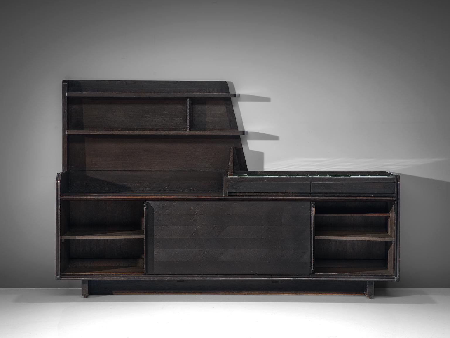 French Guillerme & Chambron Dark Stained Sideboard in Oak