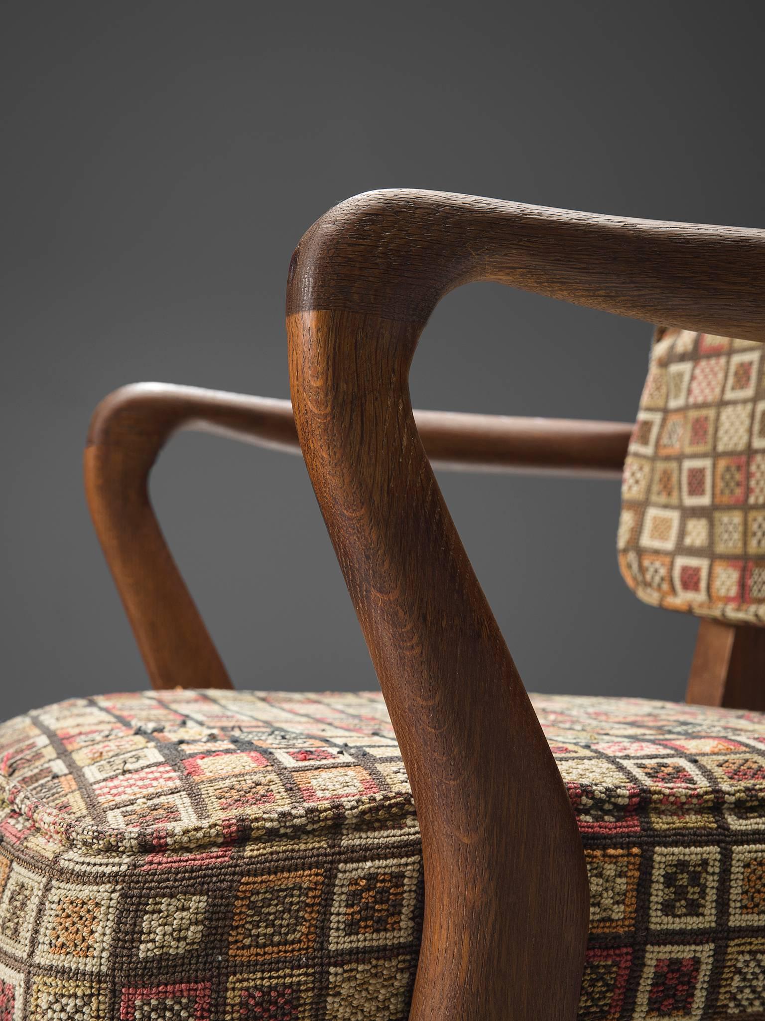 Mid-20th Century Guillerme & Chambron 'Denis' Armchair in Oak