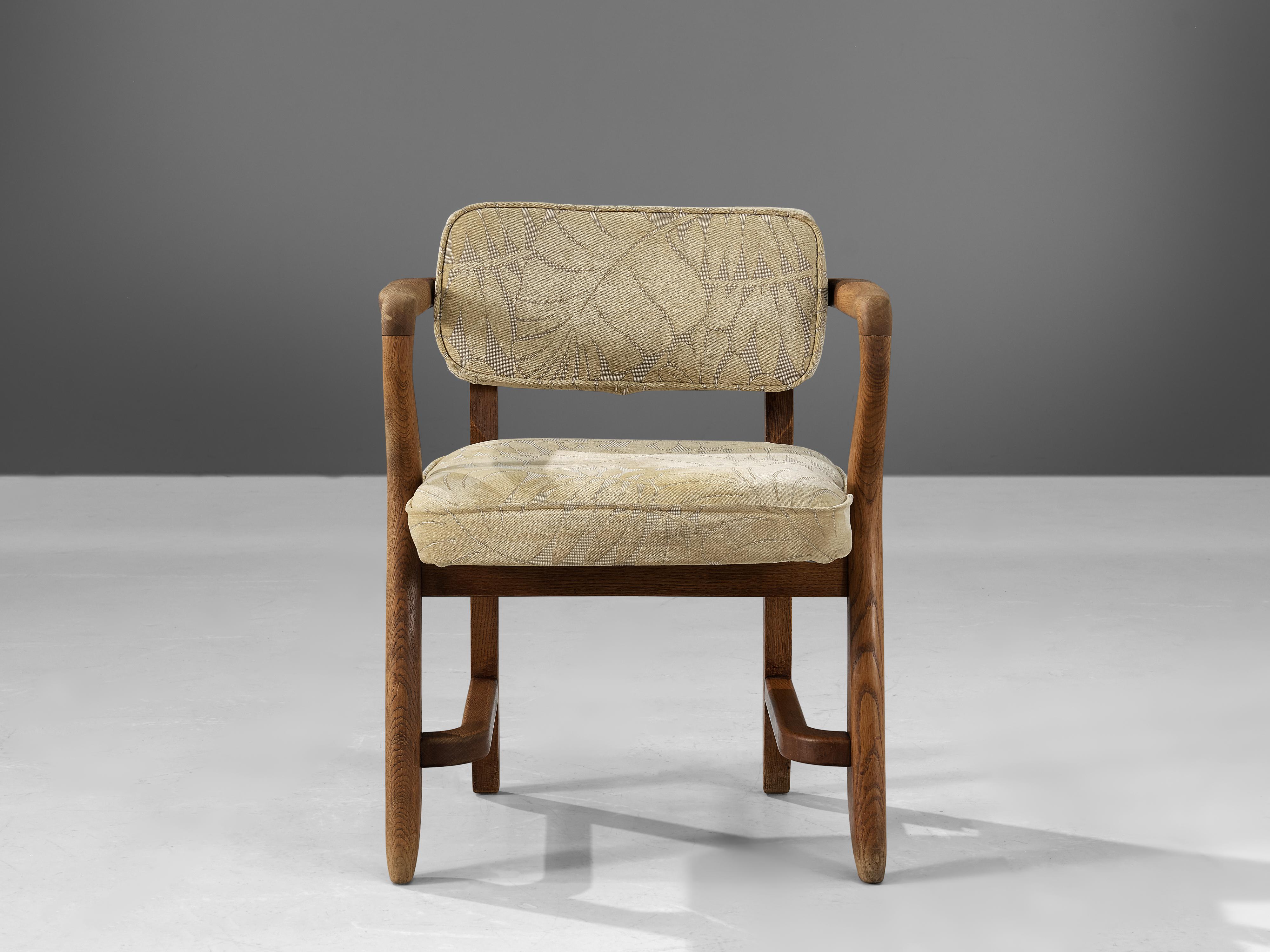 French Guillerme & Chambron 'Denis' Armchair in Stained Oak
