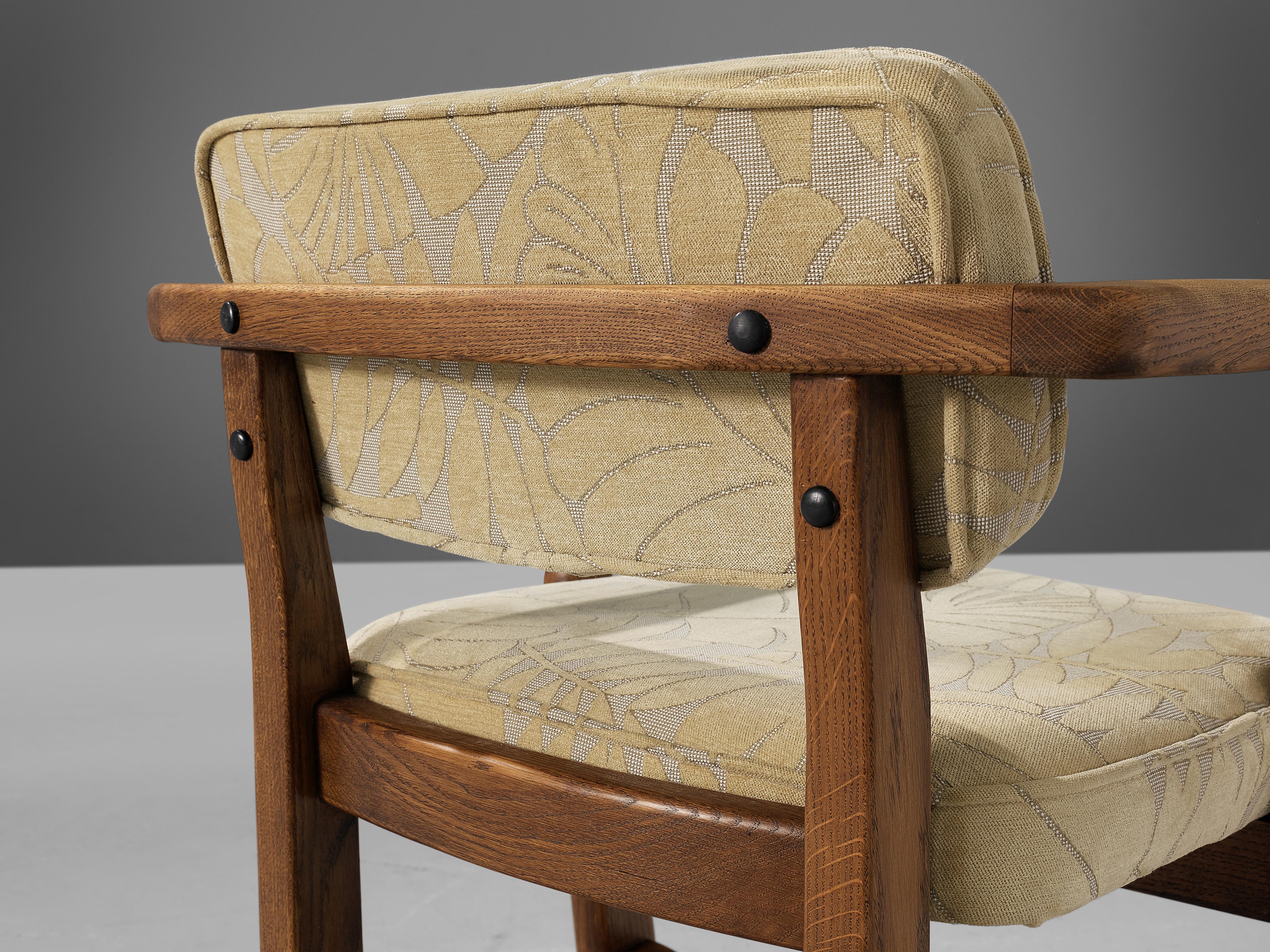 Guillerme & Chambron 'Denis' Armchair in Stained Oak In Good Condition In Waalwijk, NL