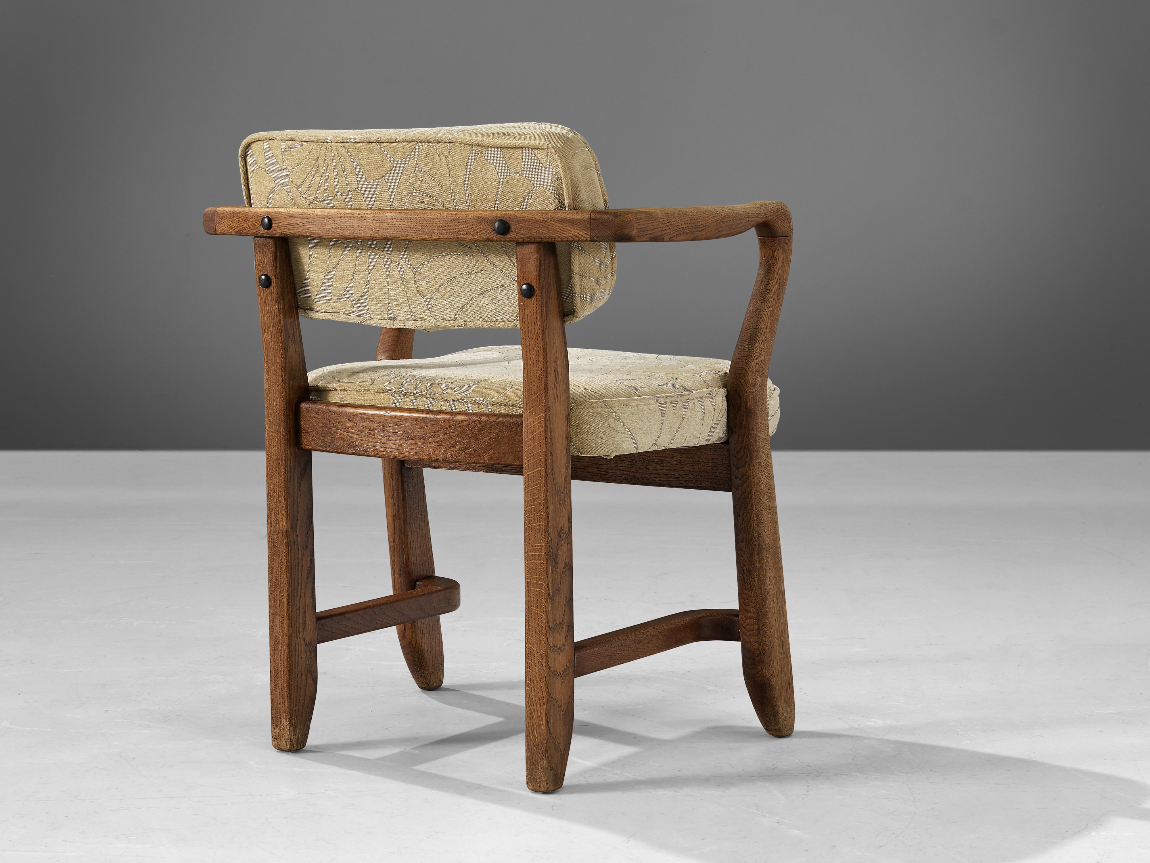 Mid-20th Century Guillerme & Chambron 'Denis' Armchair in Stained Oak