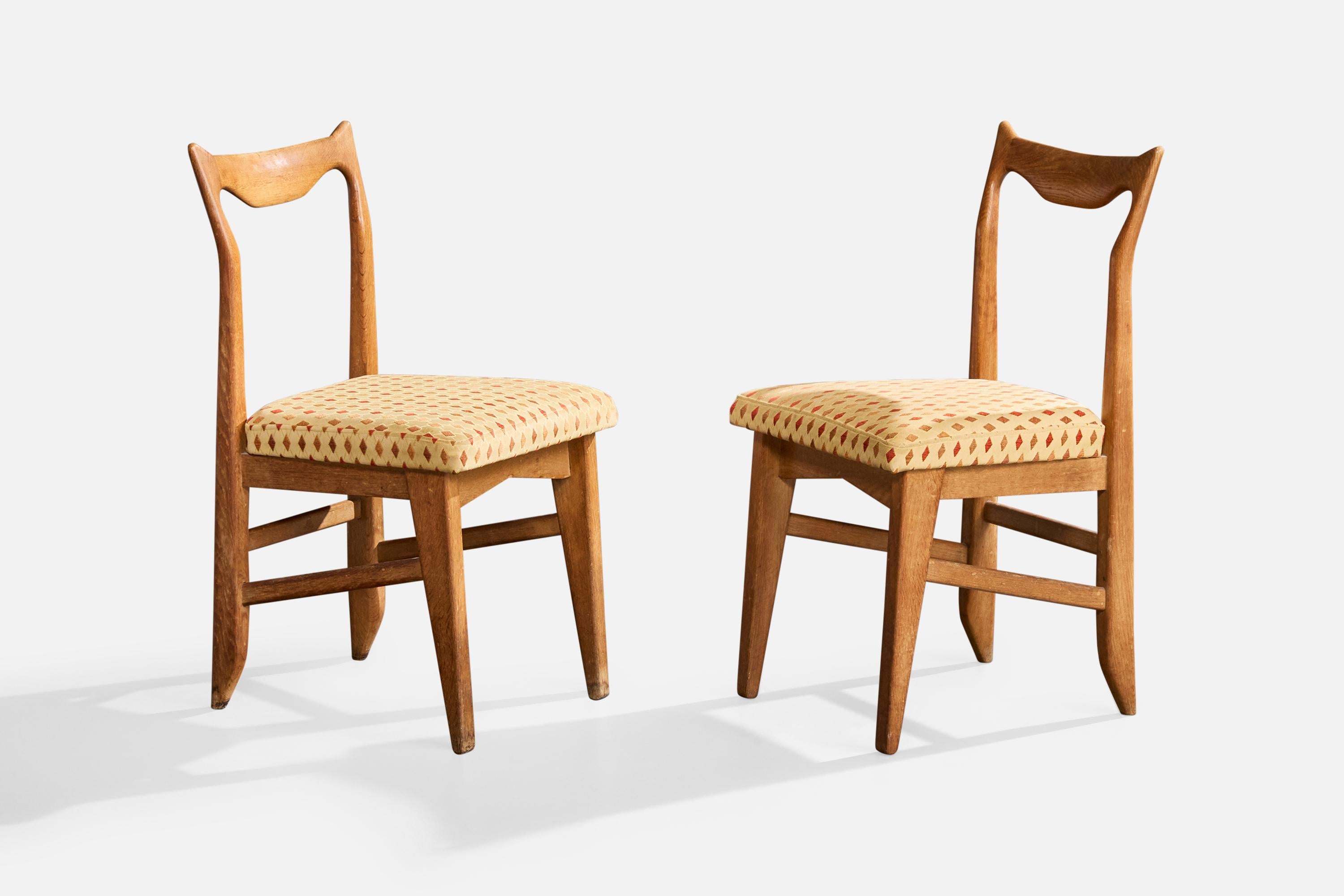Guillerme & Chambron, Stühle für das Esszimmer, Eiche, Stoff, Frankreich, 1970 (Französisch) im Angebot