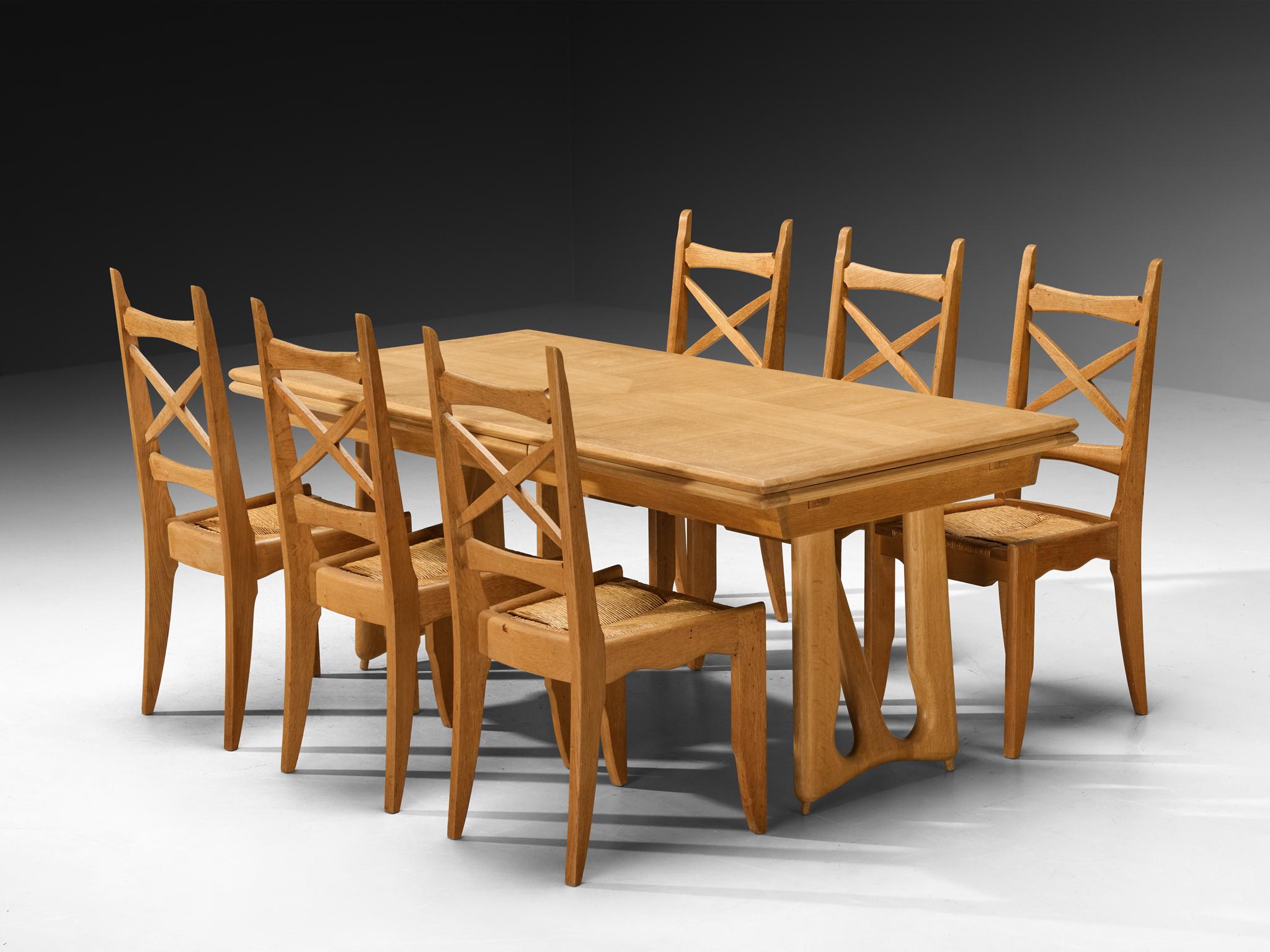 Mid-Century moderno Set da pranzo Guillerme & Chambron con tavolo e sedie L'Italienne in vendita