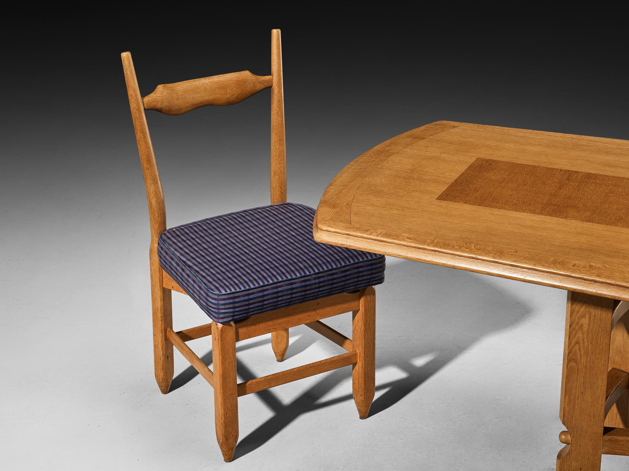 Mid-Century Modern Guillerme & Chambron Dining Set with Six 'Charles' Dining Chairs and Table For Sale