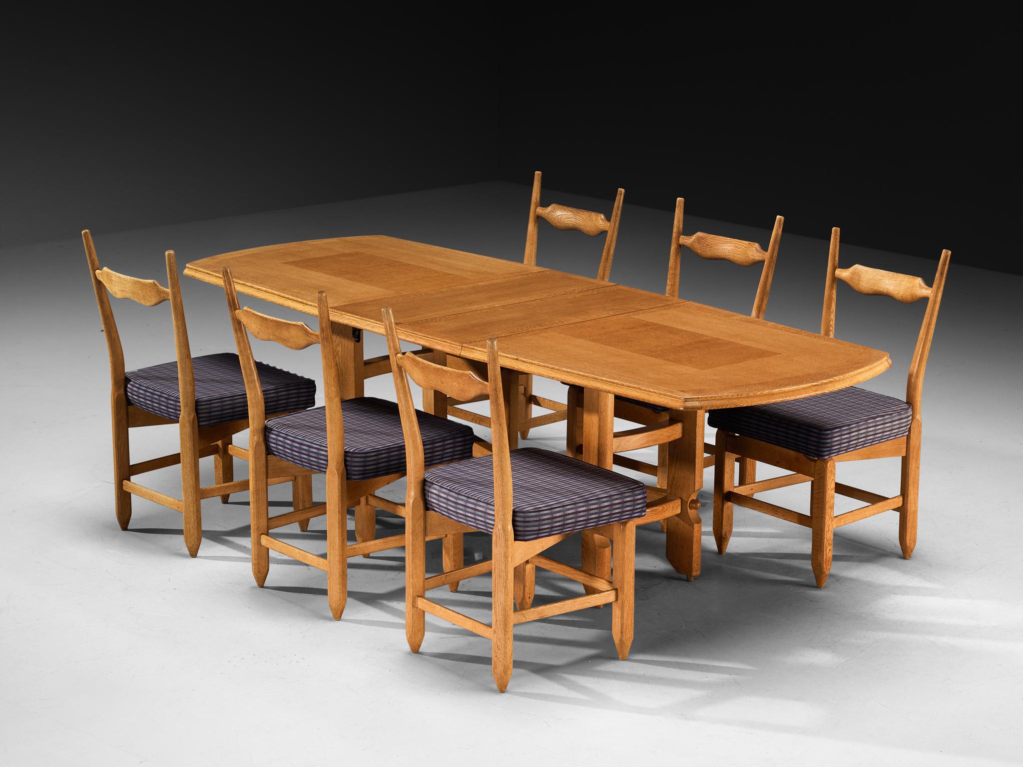 French Guillerme & Chambron Dining Set with Six 'Charles' Dining Chairs and Table For Sale