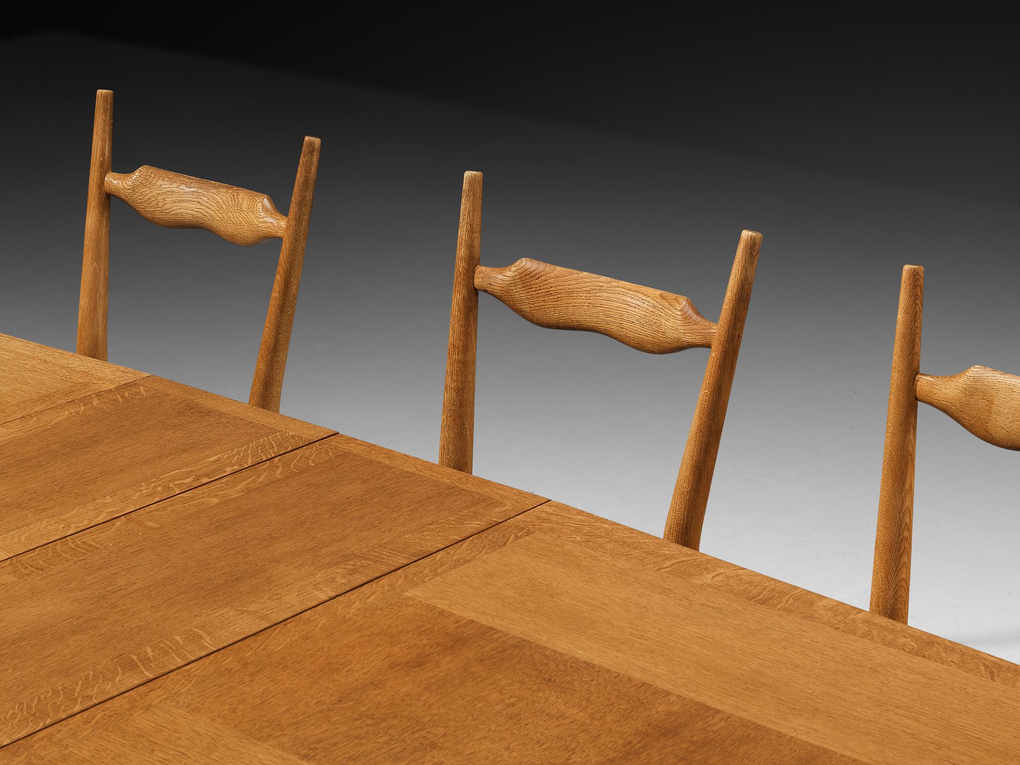 Mid-20th Century Guillerme & Chambron Dining Set with Six 'Charles' Dining Chairs and Table For Sale