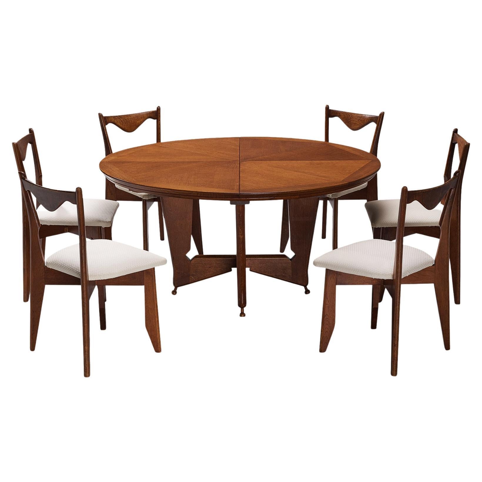 Guillerme & Chambron Dining Set with 'Victorine' Table & 'Thibault' Chairs For Sale
