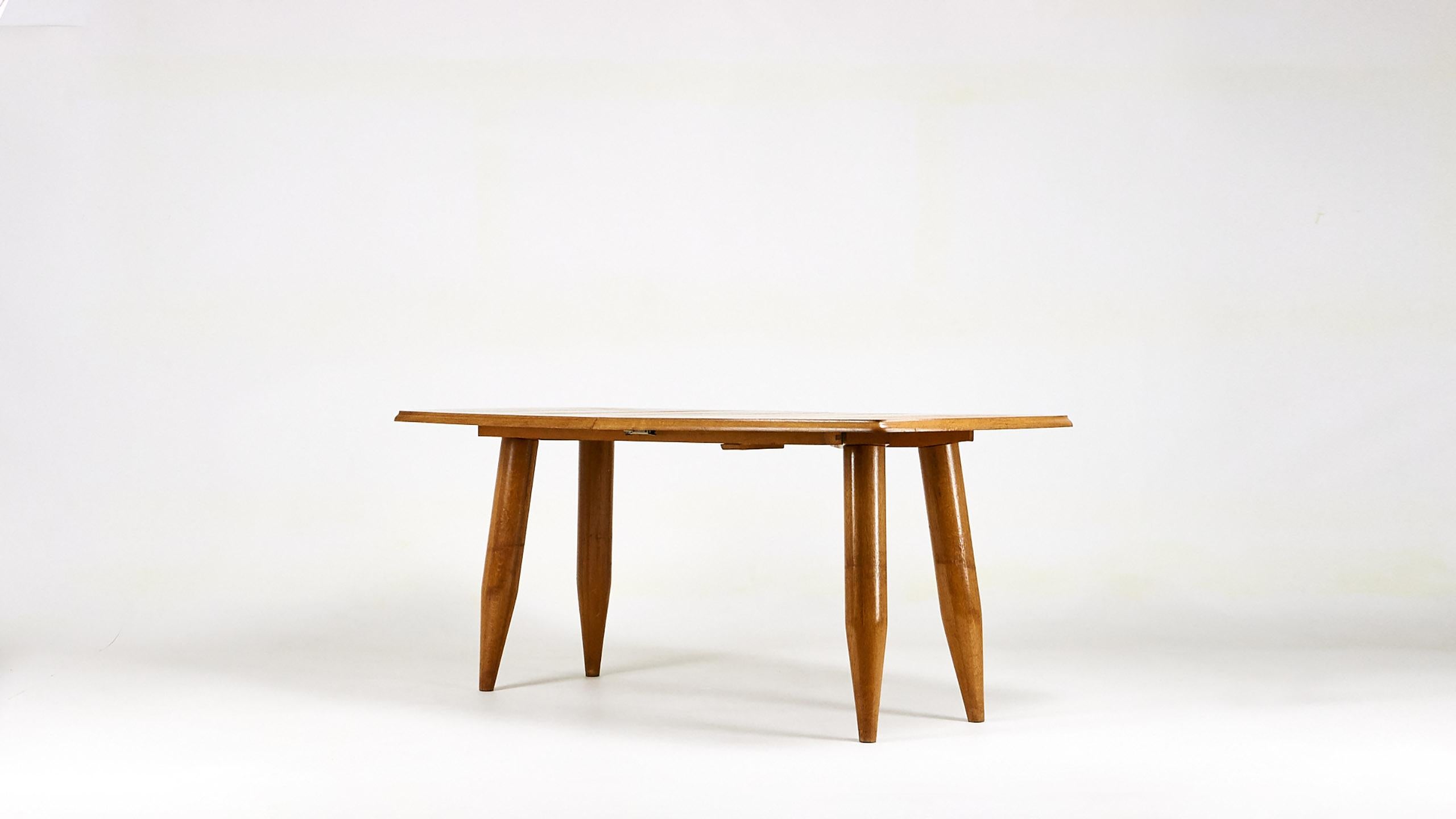Polished Guillerme & Chambron, Dining Table, circa 1960
