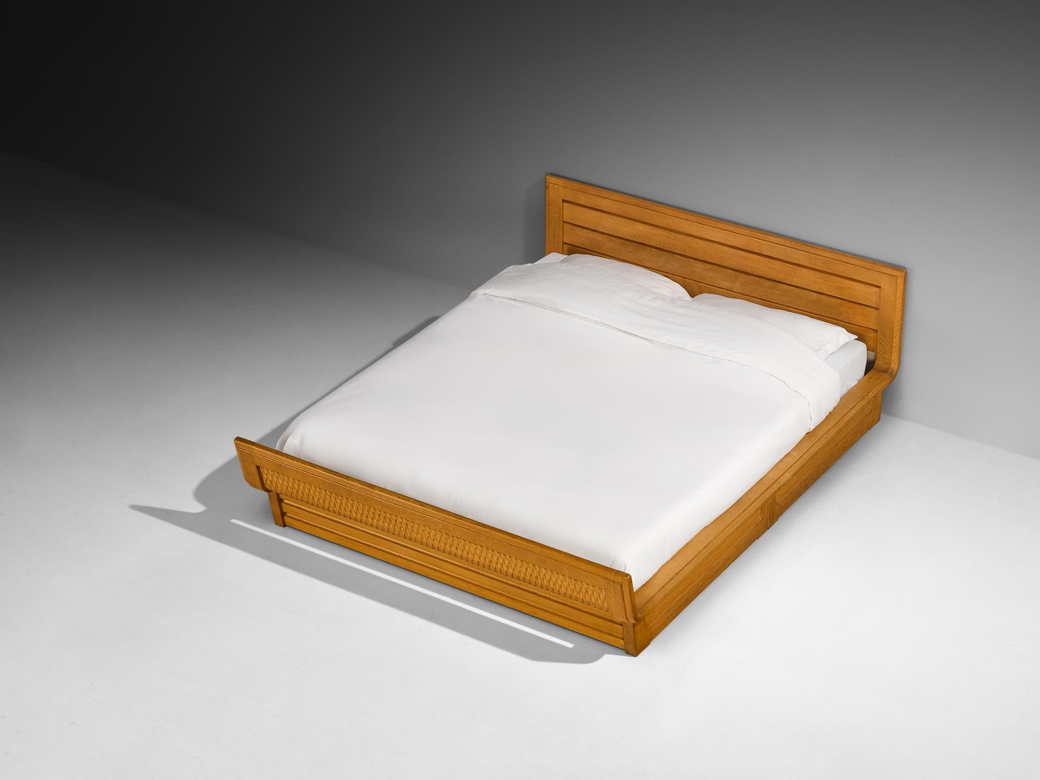 Guillerme & Chambron Double Bed in Solid Oak For Sale 4