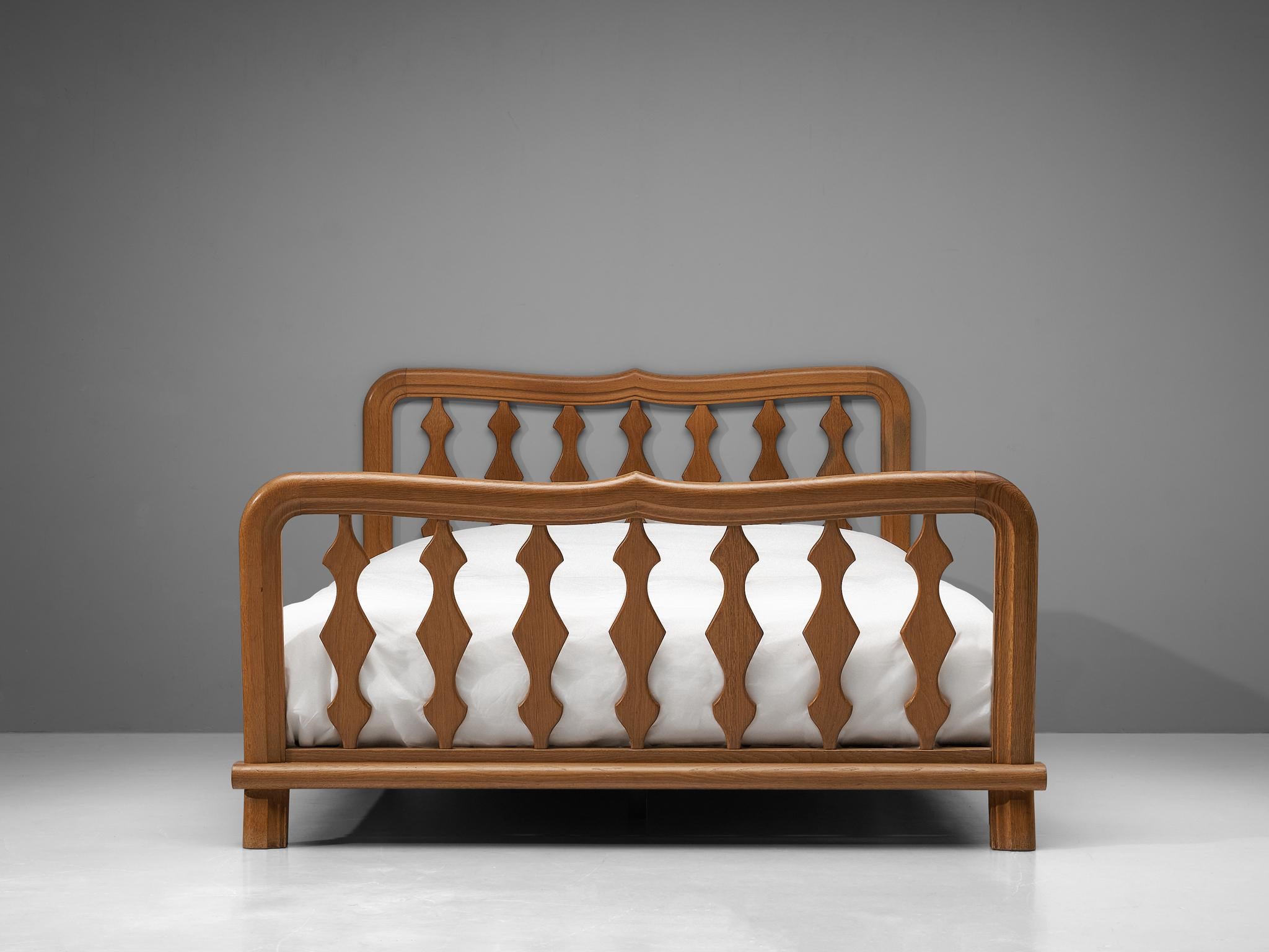 Guillerme & Chambron Double Bed in Solid Oak  1
