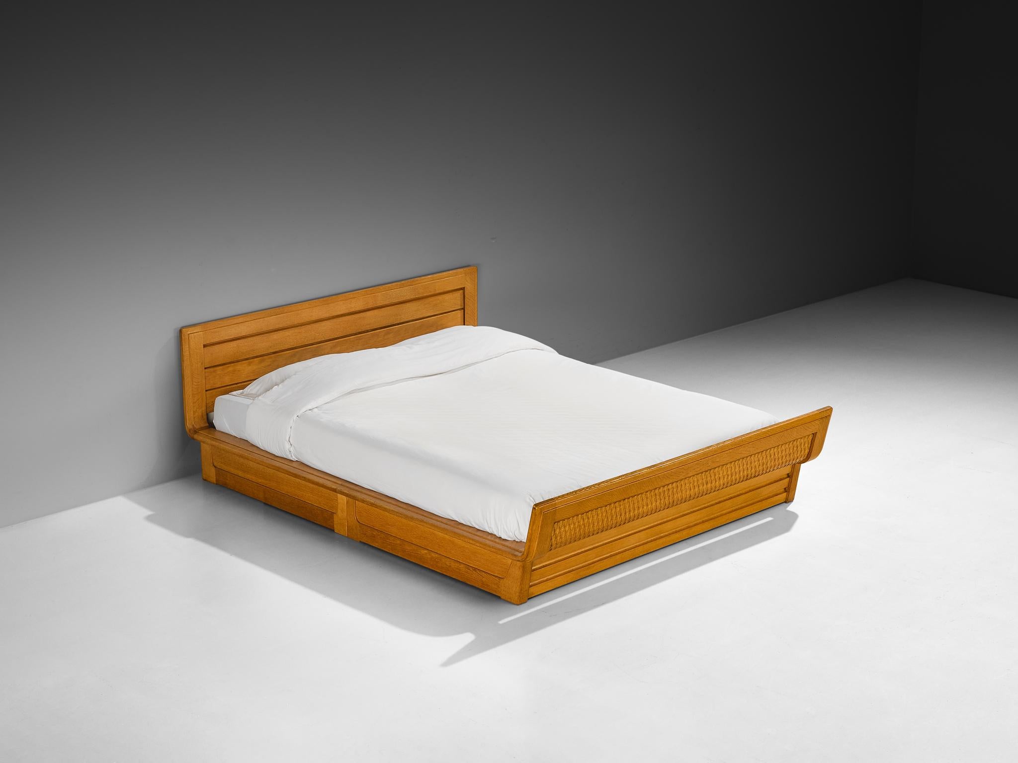 Guillerme & Chambron Double Bed in Solid Oak For Sale 2
