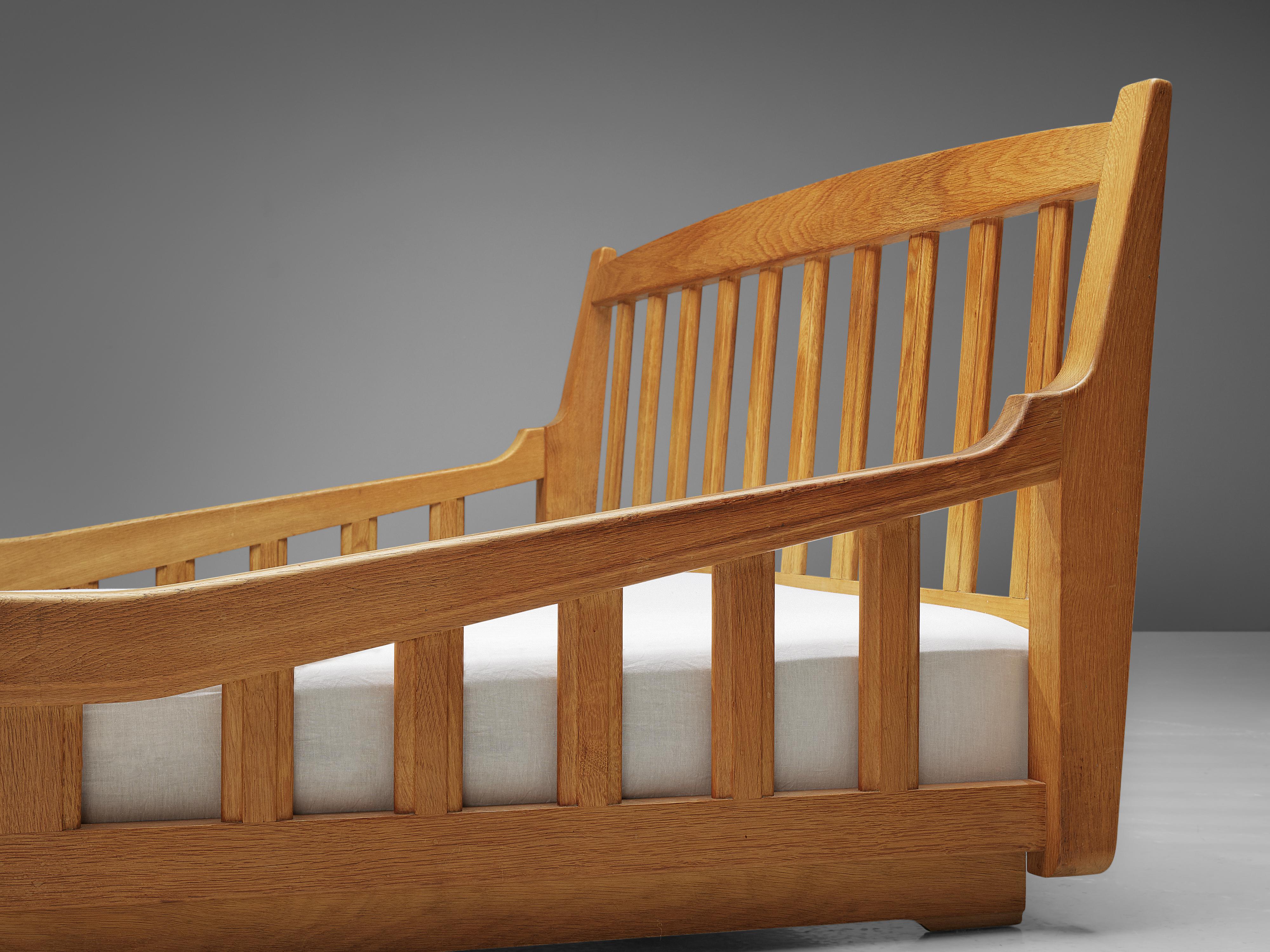 Mid-20th Century Guillerme & Chambron Double Bed in Solid Oak