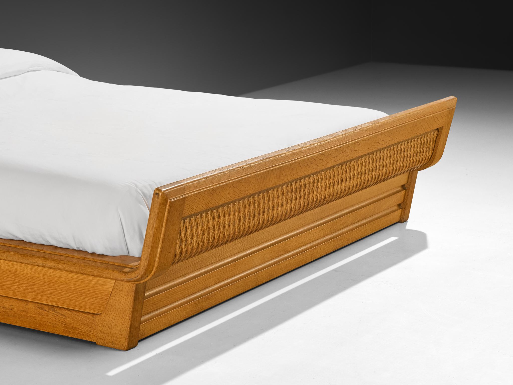 Guillerme & Chambron Double Bed in Solid Oak For Sale 3