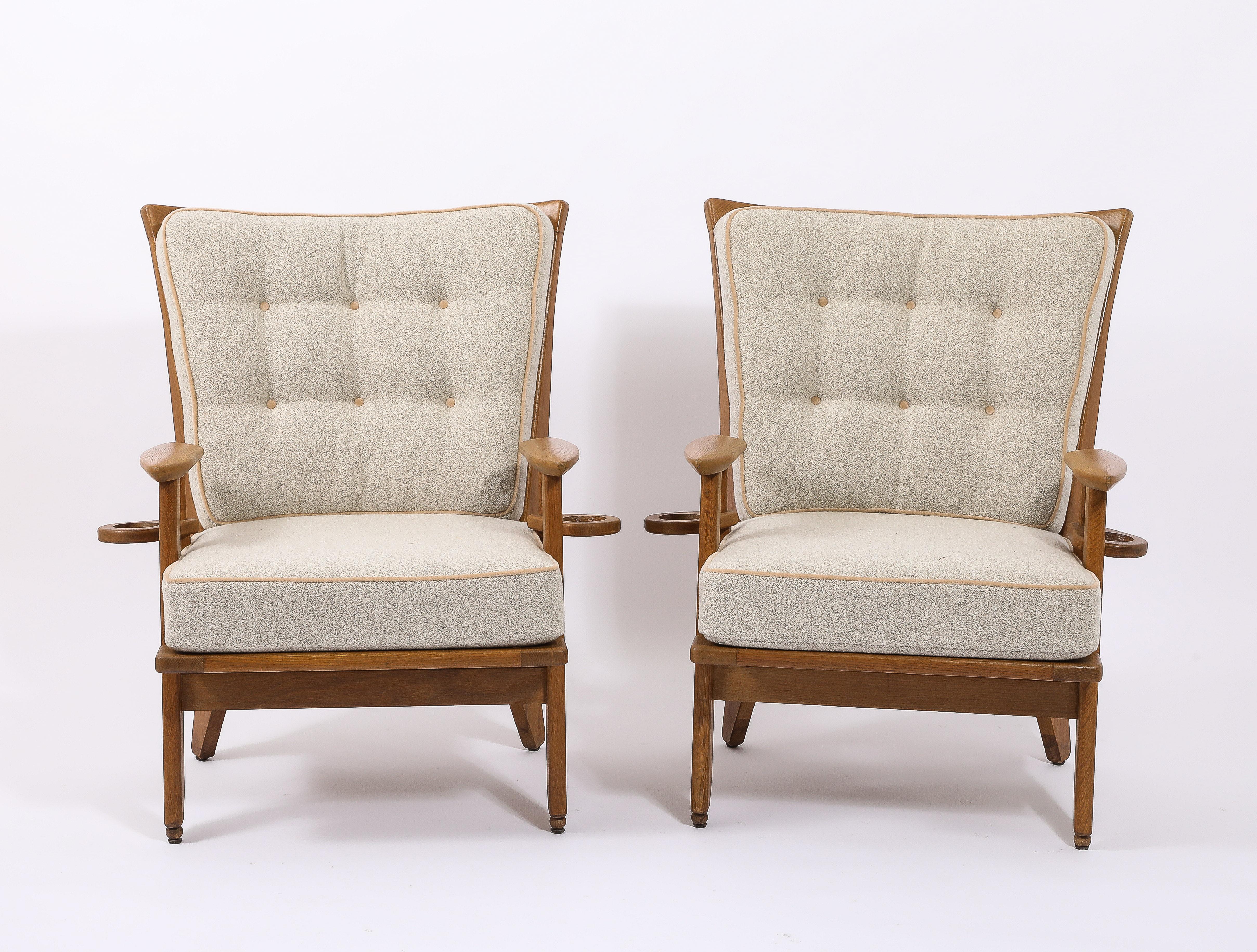 Guillerme & Chambron Double Cup Armchairs, France 1960's For Sale 3