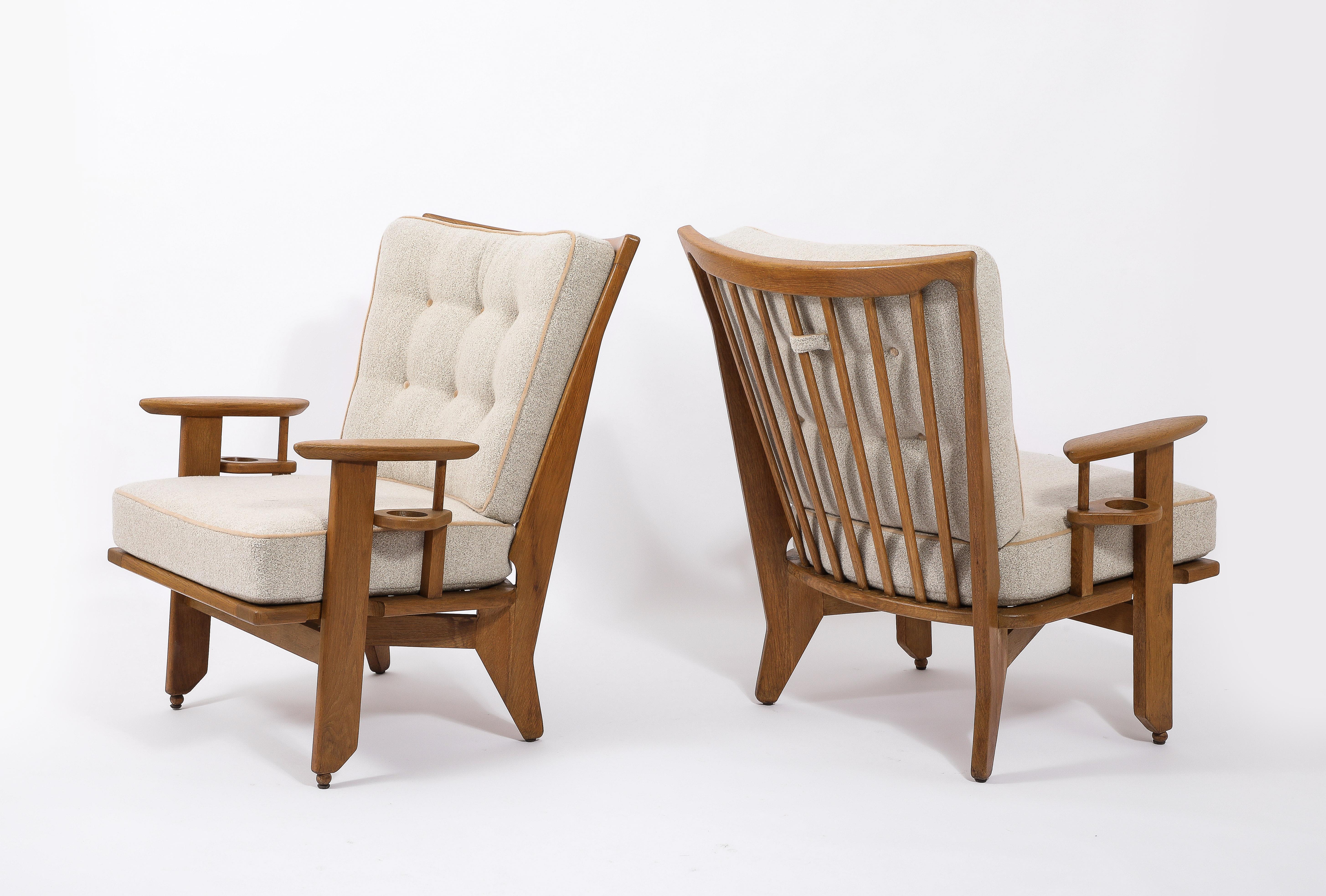 Mid-Century Modern Guillerme & Chambron Double Cup Armchairs, France 1960's For Sale