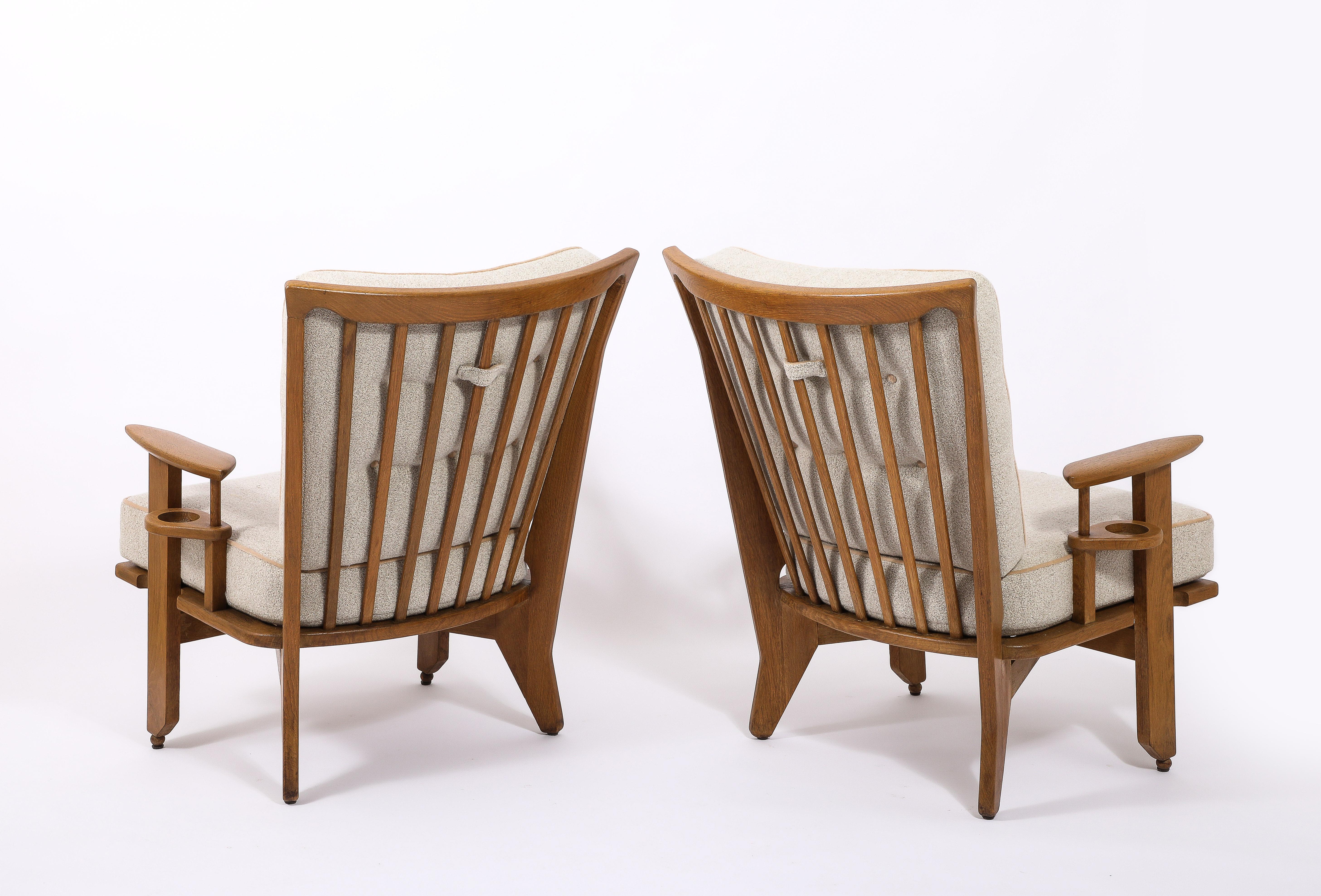 French Guillerme & Chambron Double Cup Armchairs, France 1960's For Sale