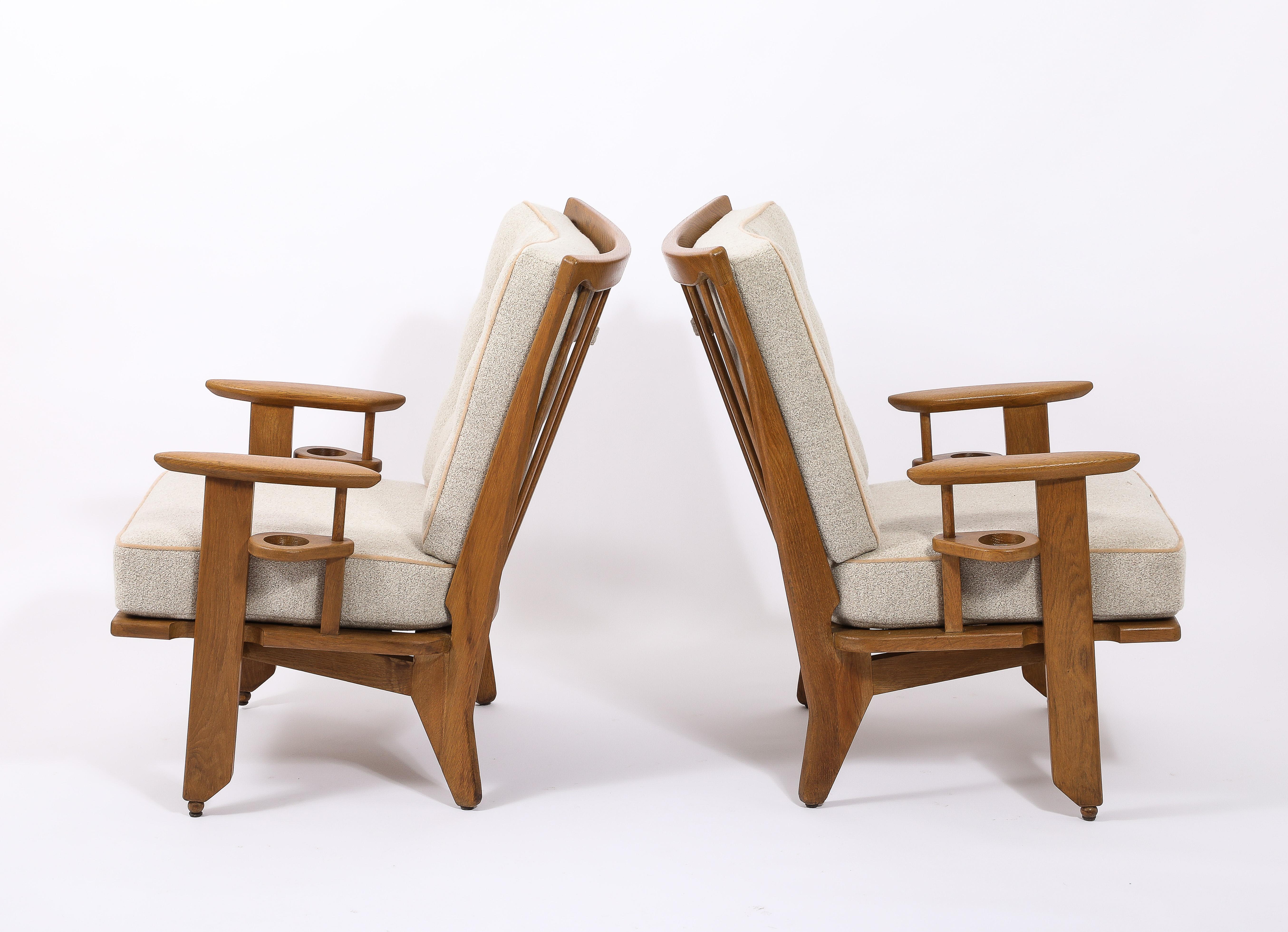 Guillerme & Chambron Double Cup Armchairs, France 1960's In Good Condition For Sale In New York, NY