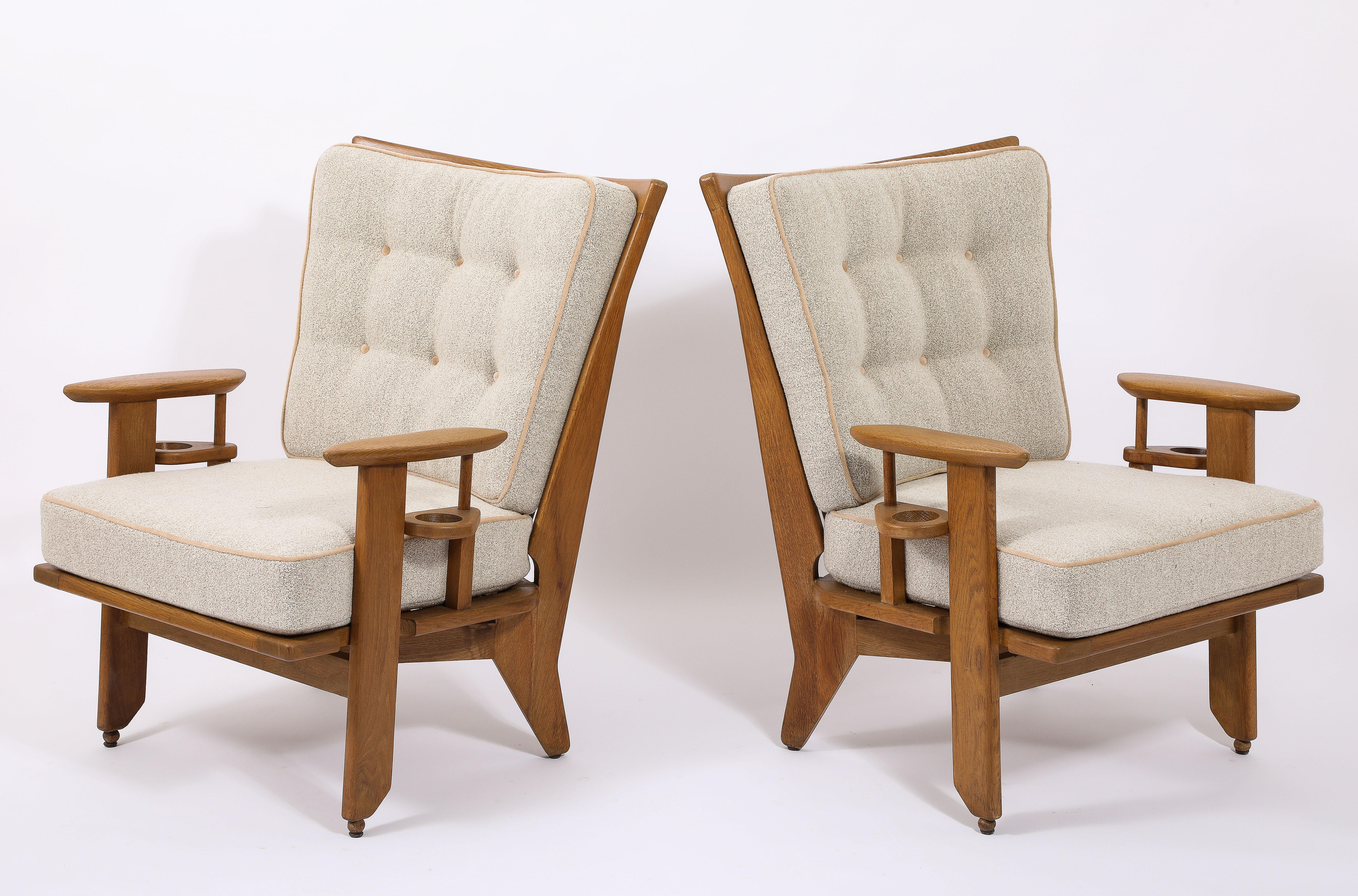 Bouclé Guillerme & Chambron Double Cup Armchairs, France 1960's For Sale