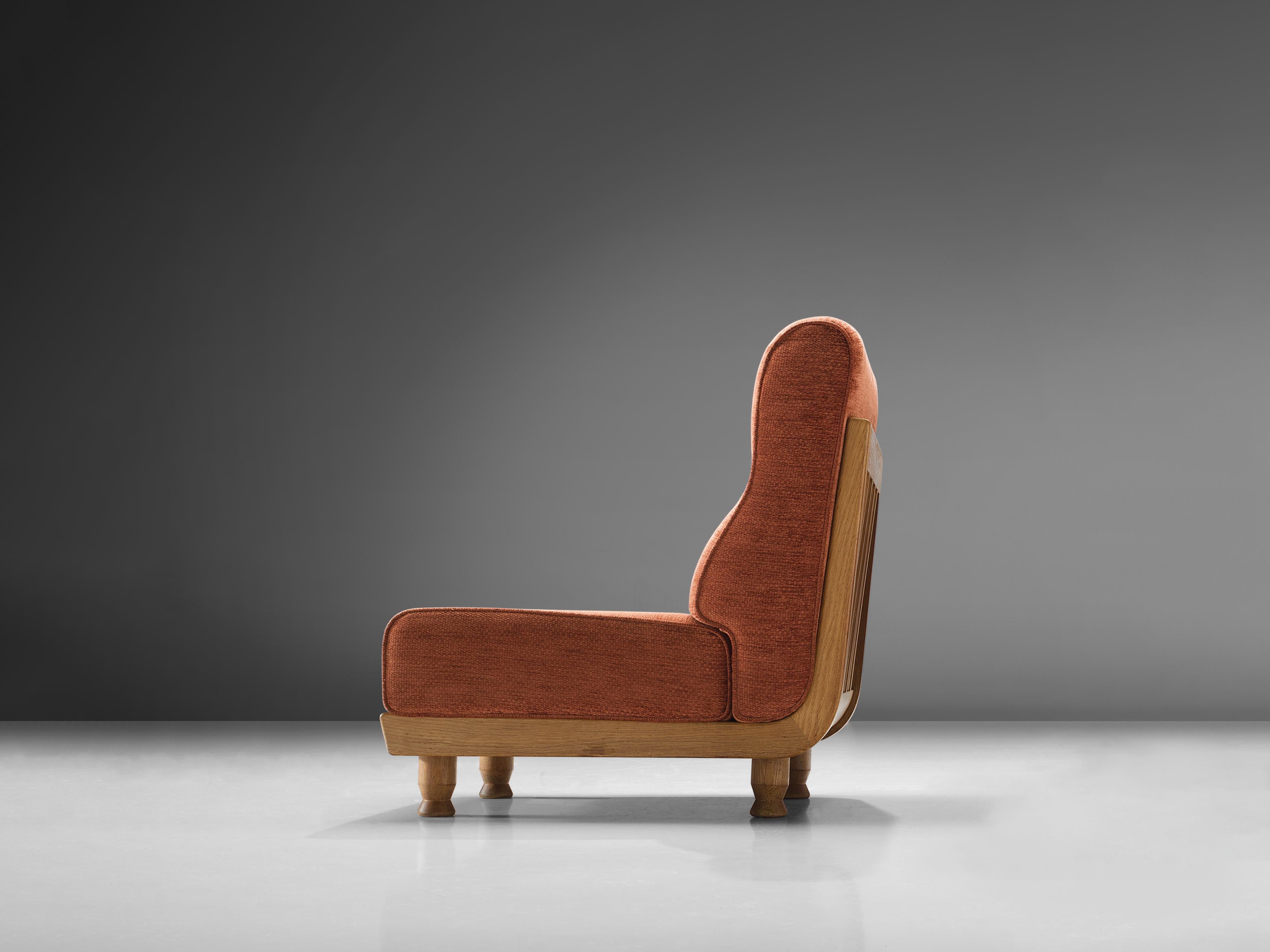 Mid-Century Modern Guillerme & Chambron Easy Chair in Oak
