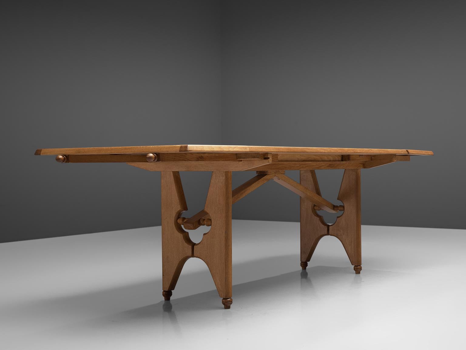 French Guillerme & Chambron Extendable Dining Table in Oak