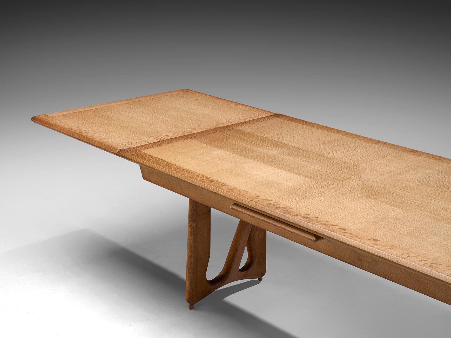 Mid-20th Century Guillerme & Chambron Extendable Dining Table in Oak