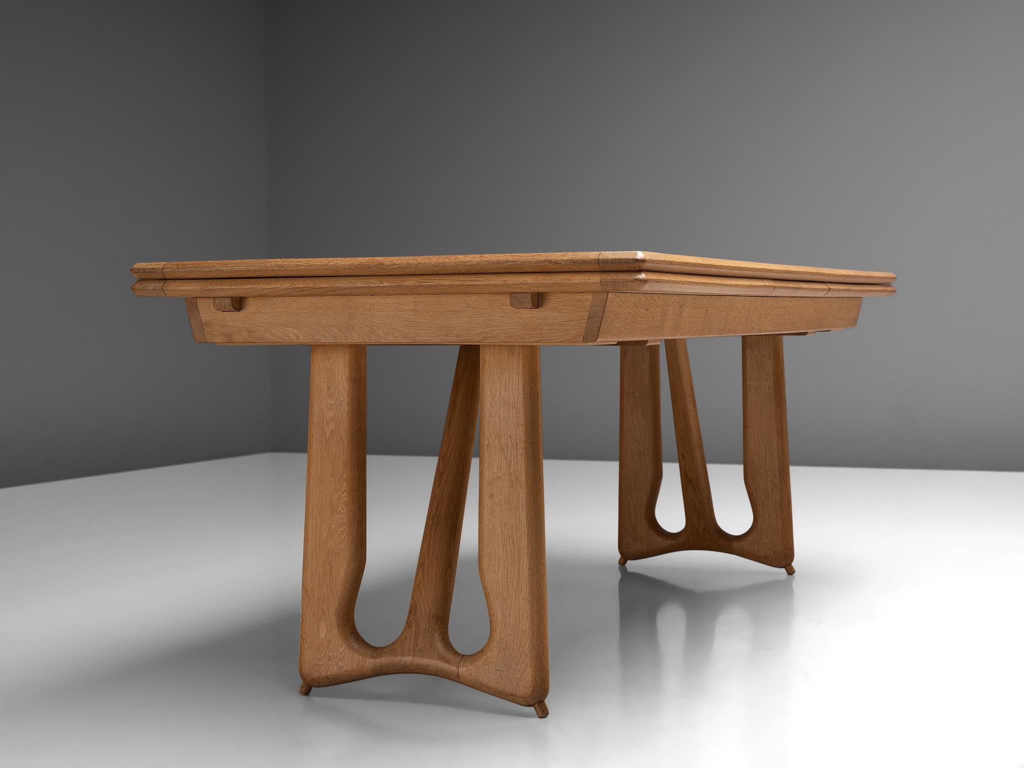 Mid-20th Century Guillerme & Chambron Extendable Dining Table in Oak