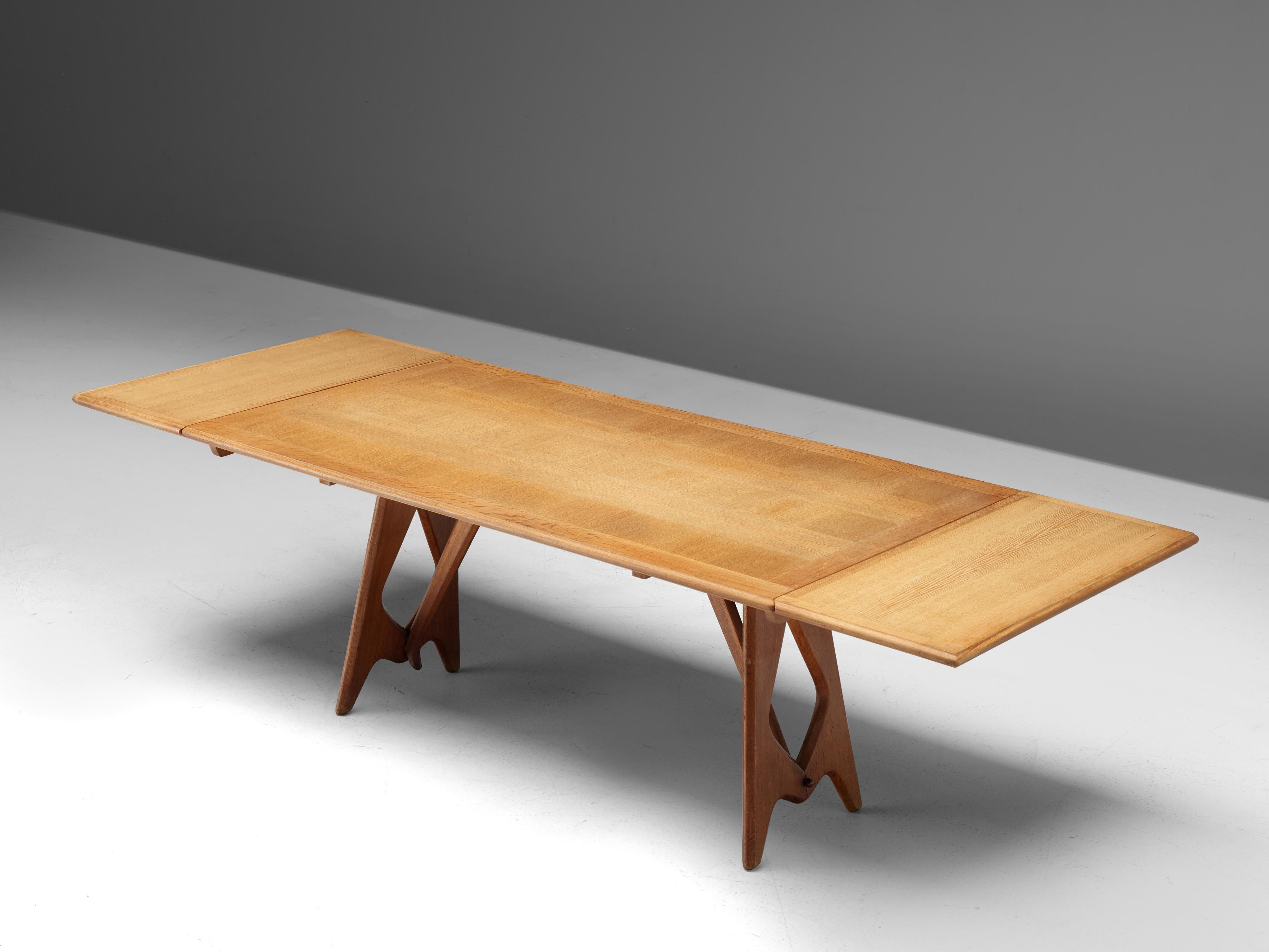 Mid-20th Century Guillerme & Chambron Extendable Dining Table in Oak