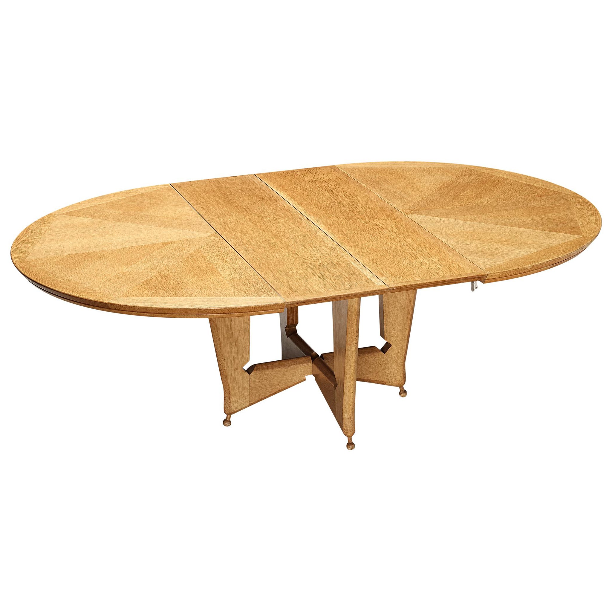 Guillerme 
Chambron Extendable 
Victorine
 Dining Table in Oak For Sale