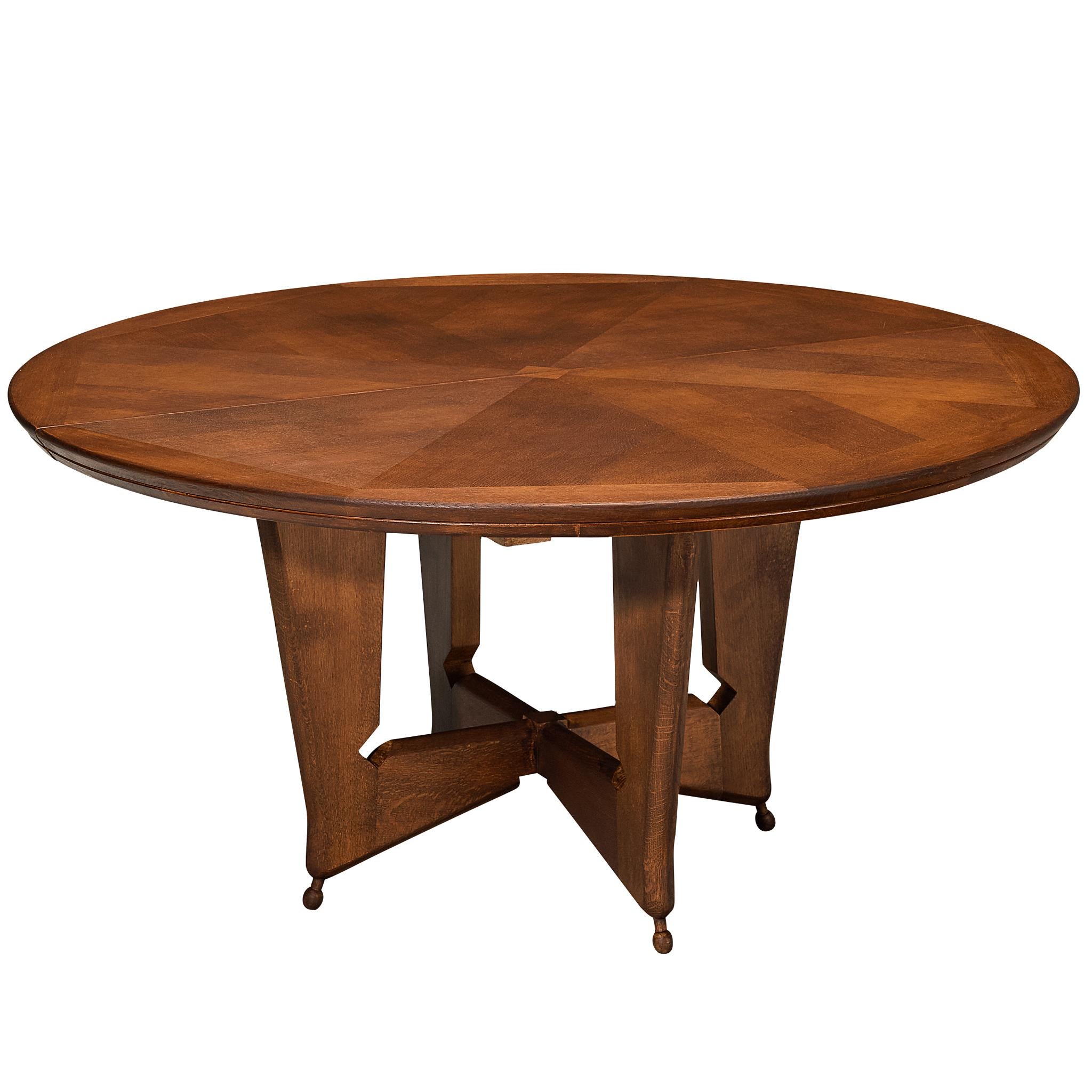 Guillerme & Chambron Extendable 'Victorine' Dining Table in Solid Oak For Sale