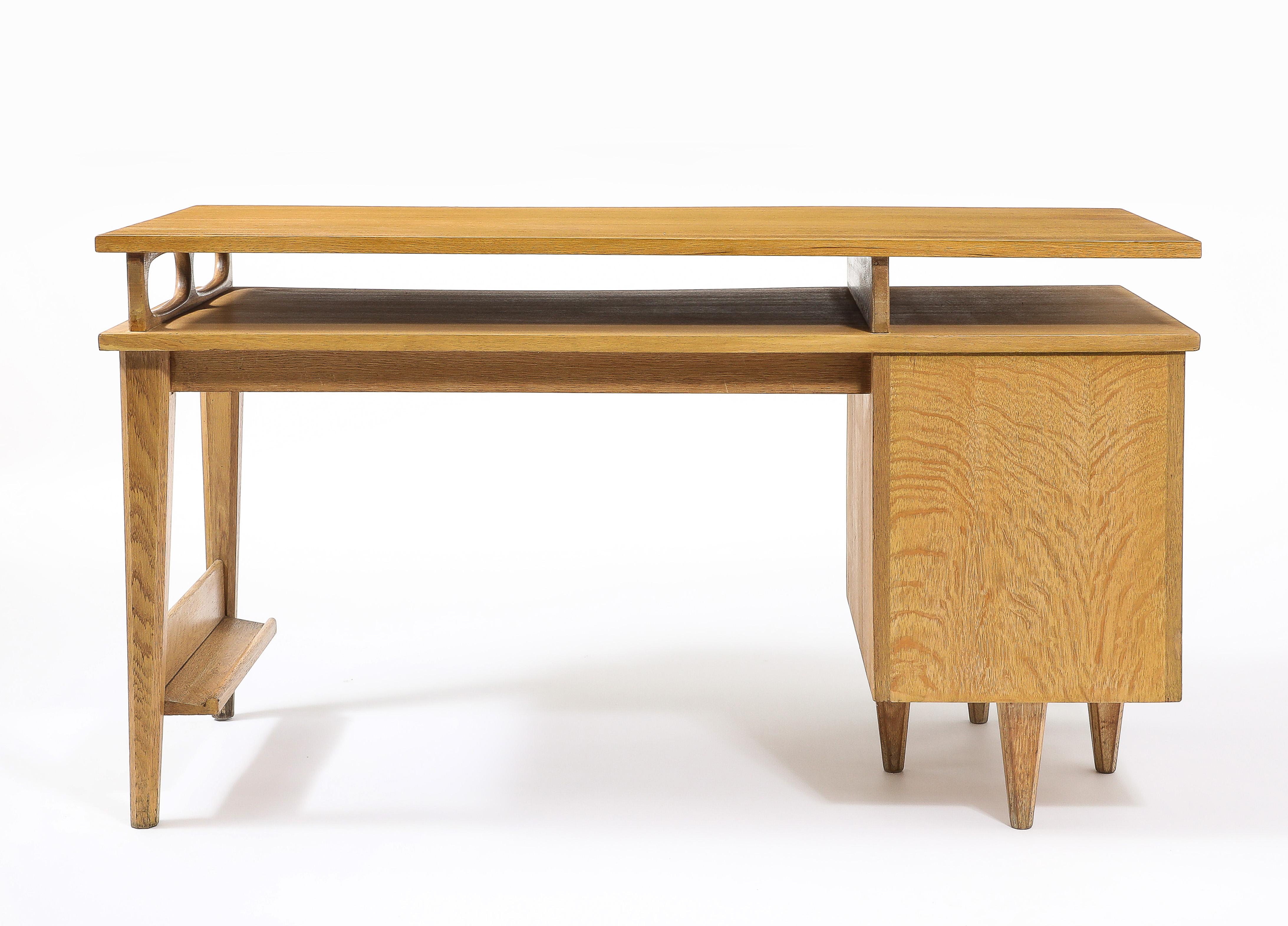 Guillerme & Chambron Floating Desk, France 1950's For Sale 7