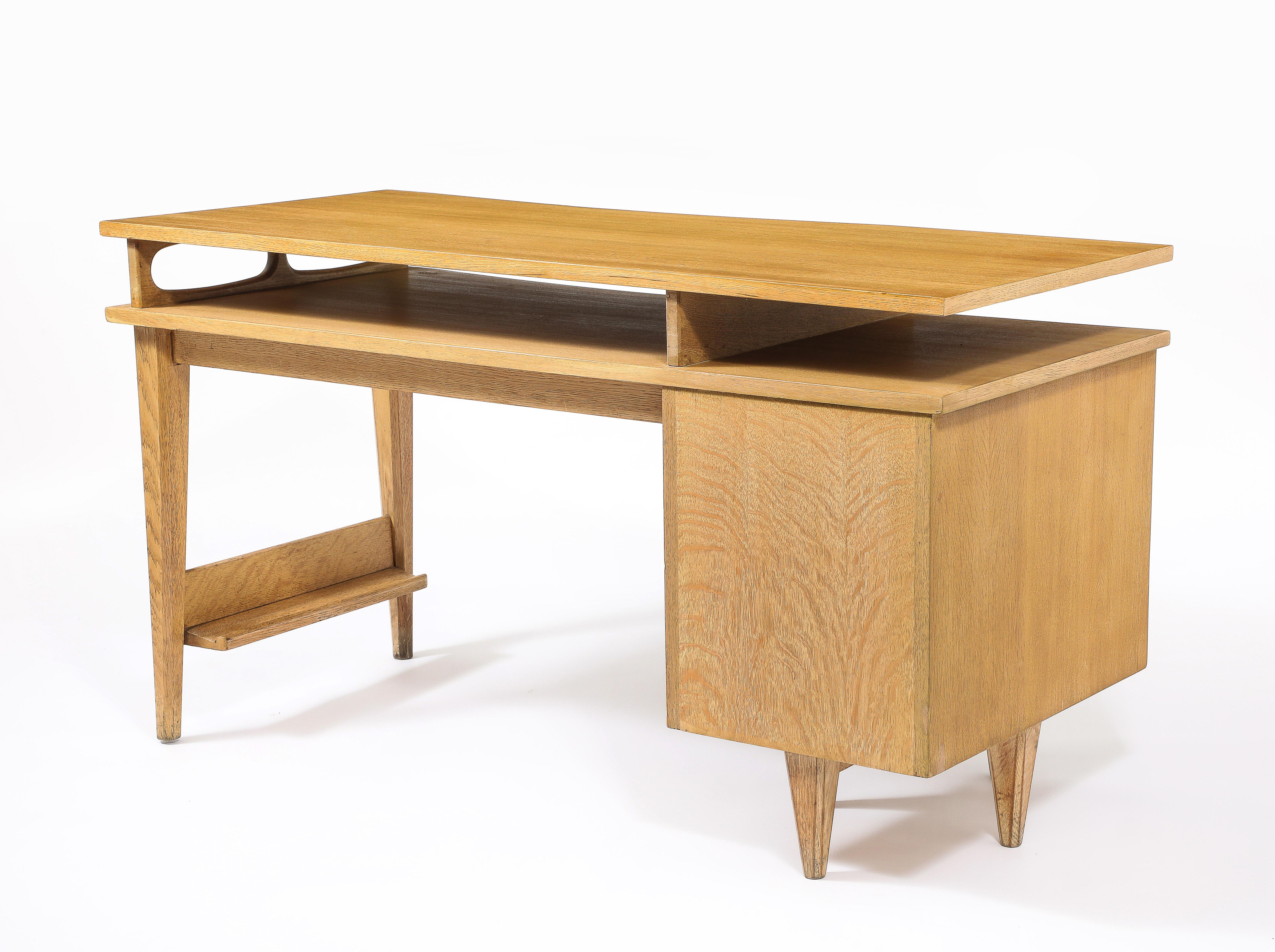 Guillerme & Chambron Floating Desk, France 1950's For Sale 9