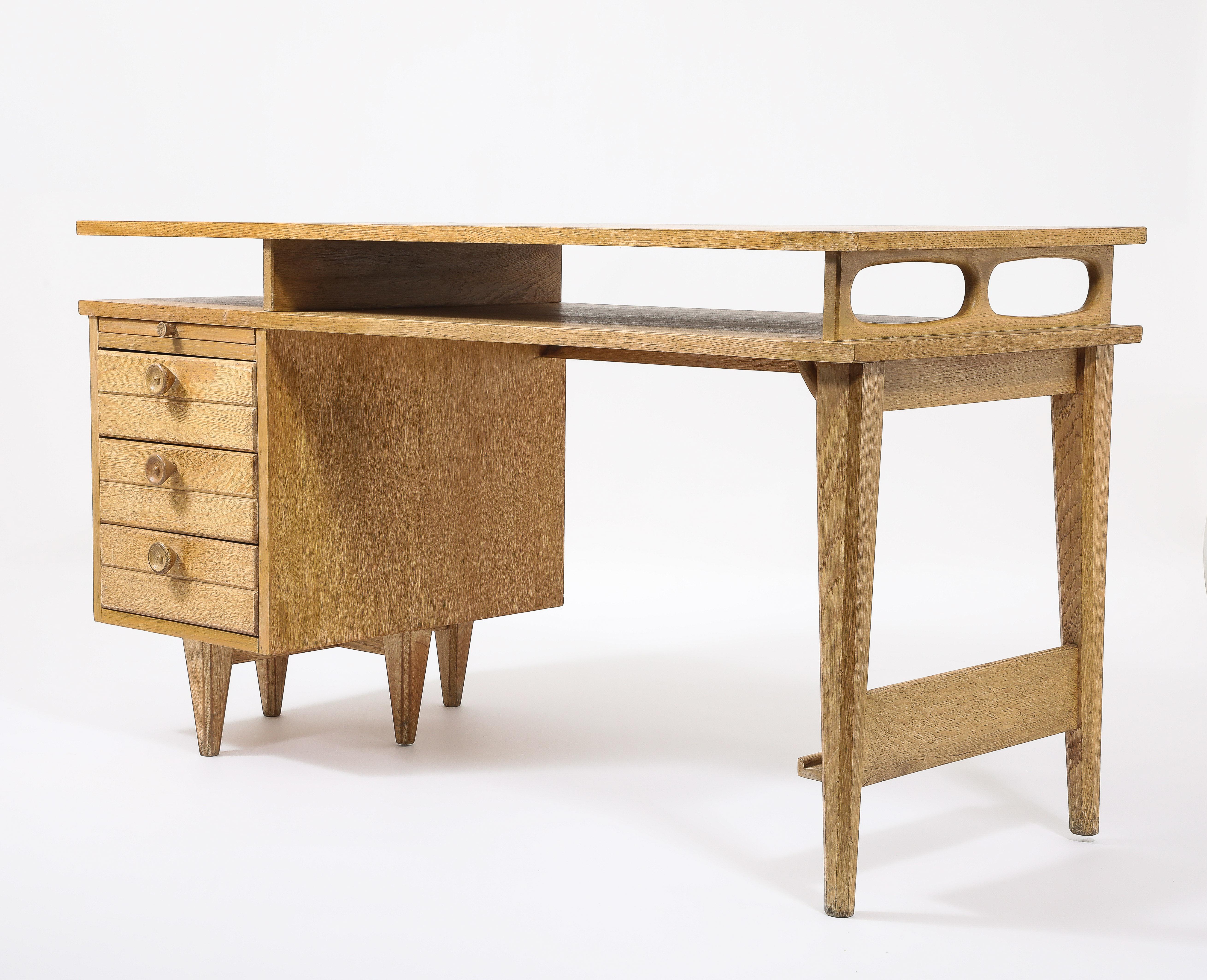 Guillerme & Chambron Floating Desk, France 1950's In Good Condition For Sale In New York, NY