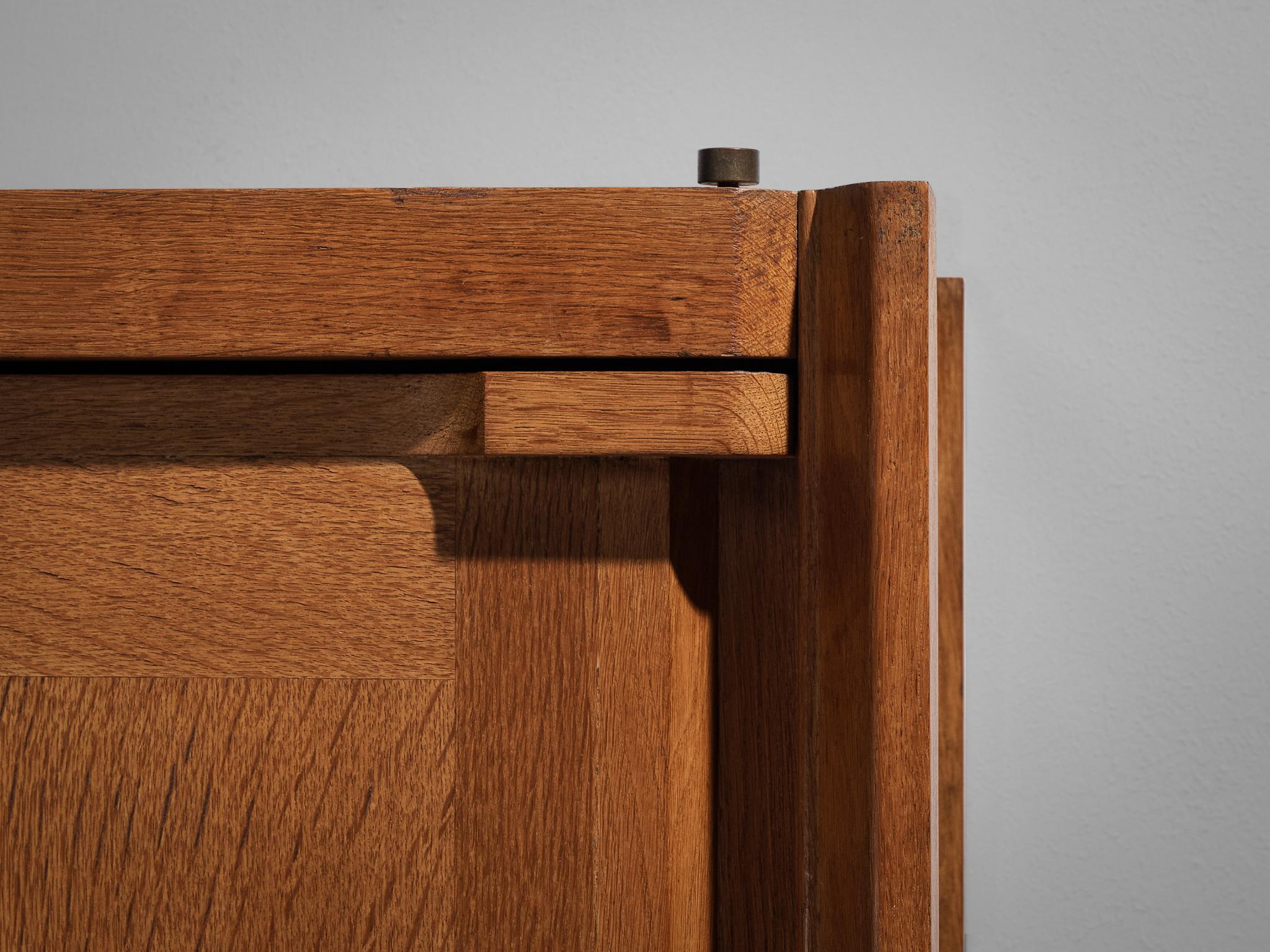 Mid-20th Century Guillerme & Chambron for Votre Maison Cabinet in Oak with Glass Door