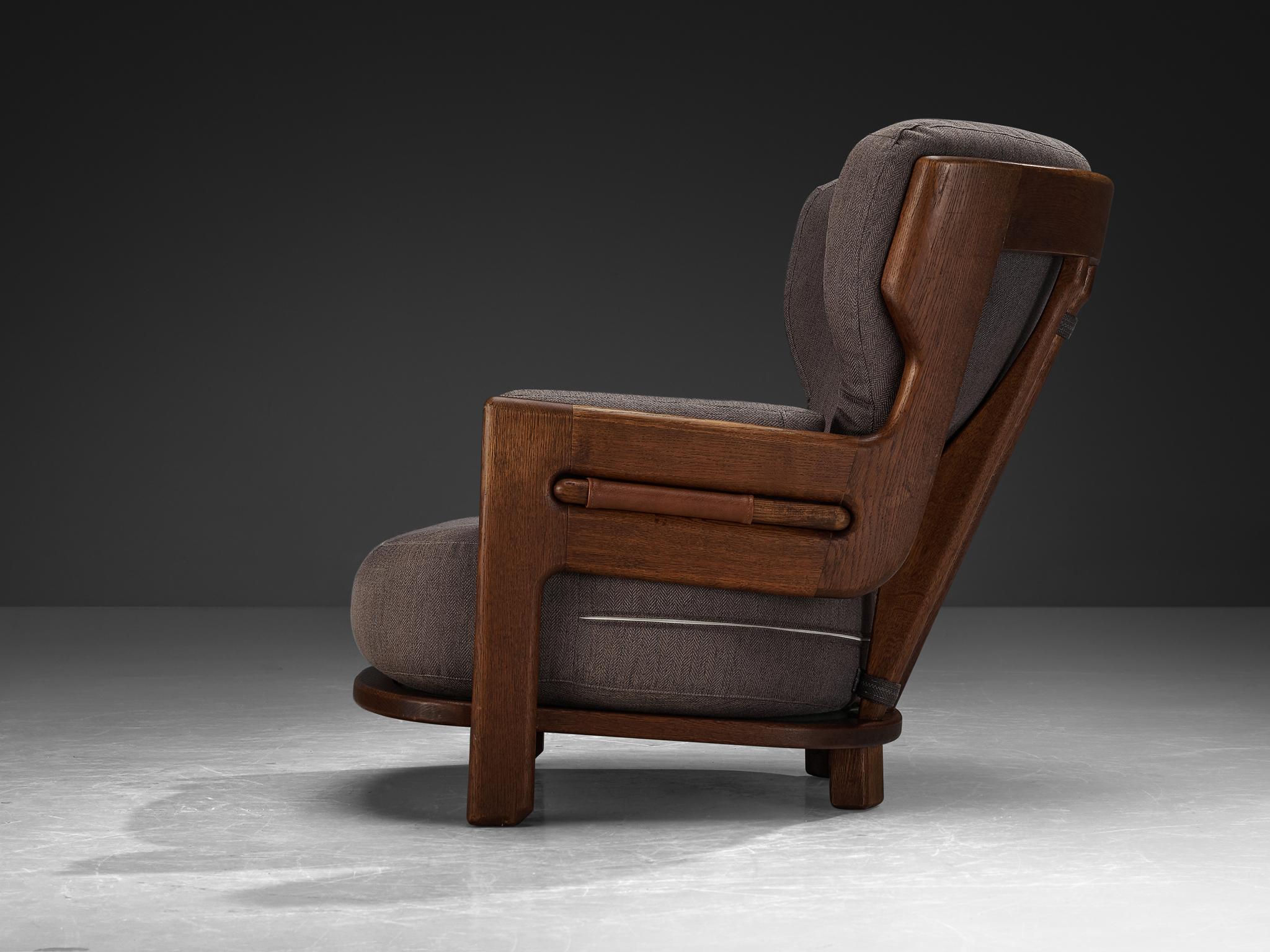 French Guillerme & Chambron for Votre Maison 'Denis' Lounge Chair in Solid Oak
