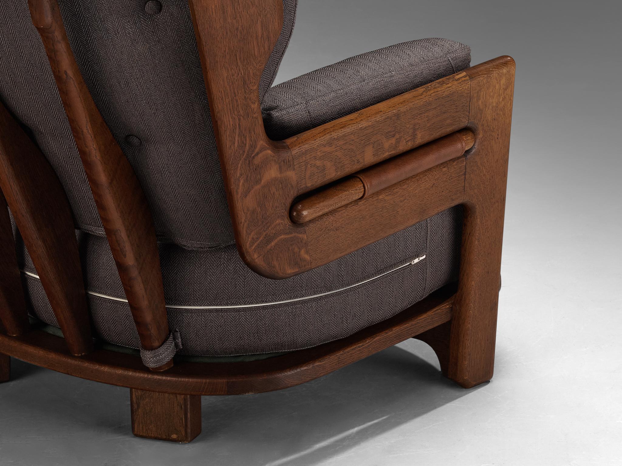 Mid-20th Century Guillerme & Chambron for Votre Maison 'Denis' Lounge Chair in Solid Oak
