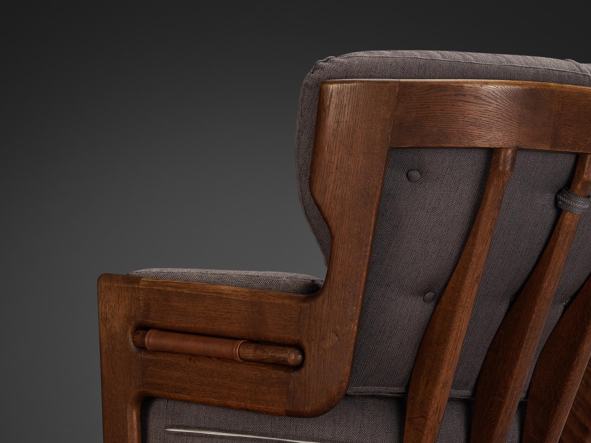 Upholstery Guillerme & Chambron for Votre Maison 'Denis' Lounge Chair in Solid Oak